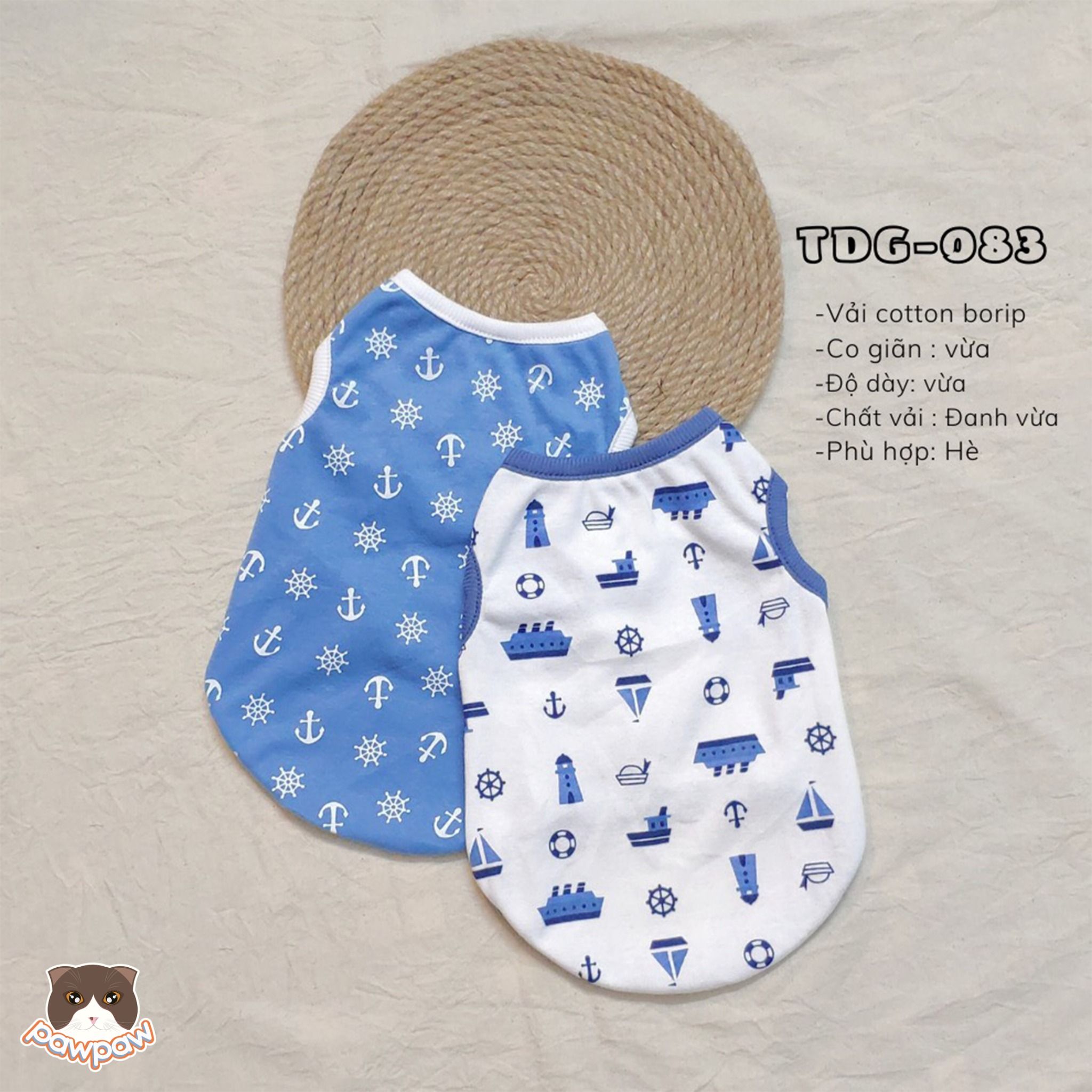 Áo sát nách DG thủy thủ xanh cho chó mèo