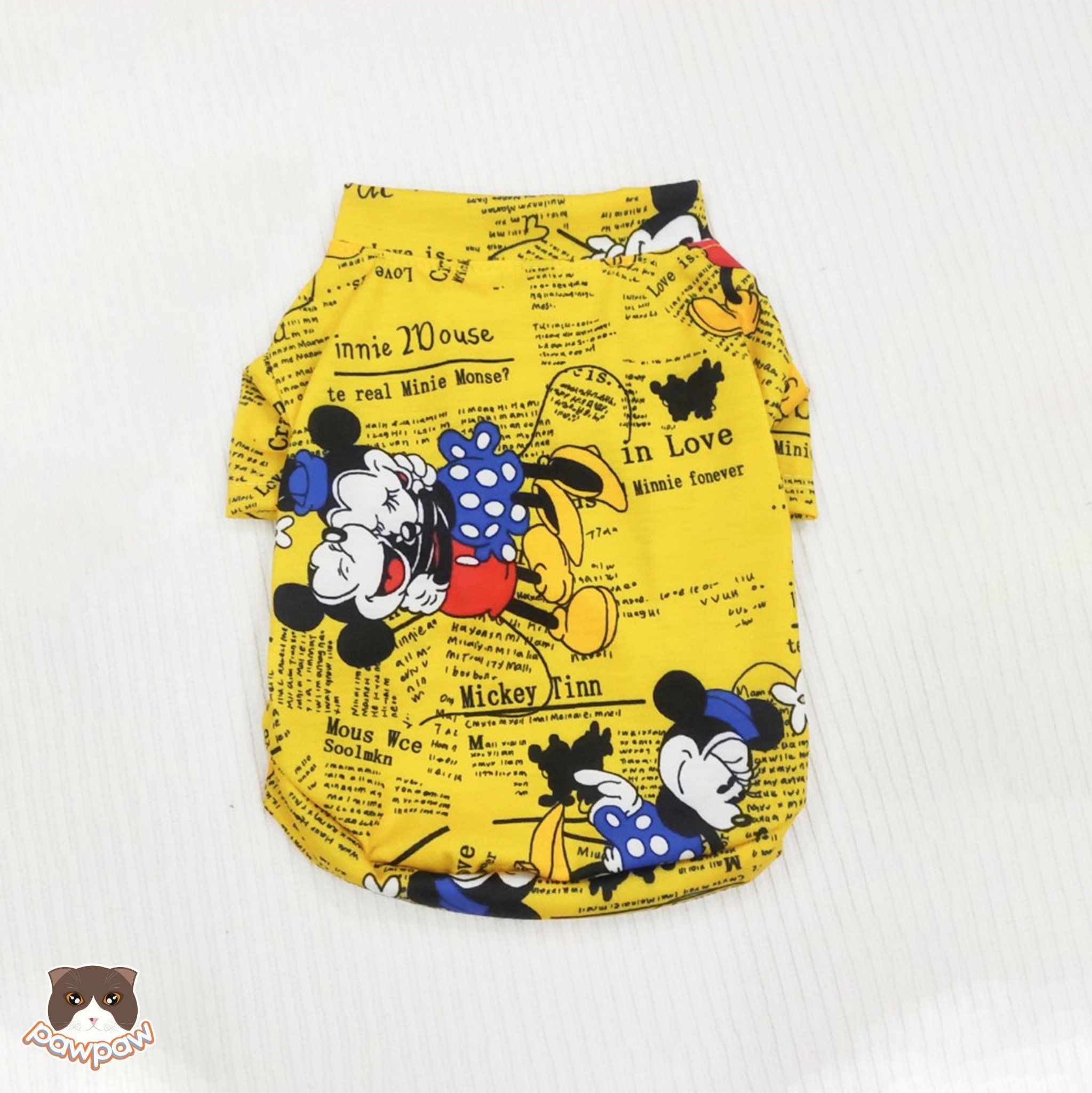 Áo thun vàng Mickey cho chó mèo