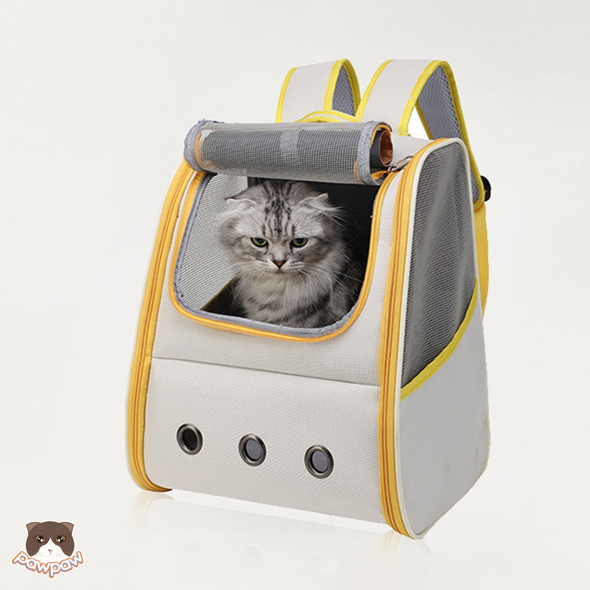 Balo vải Hello Cat nắp trong suốt cho chó mèo