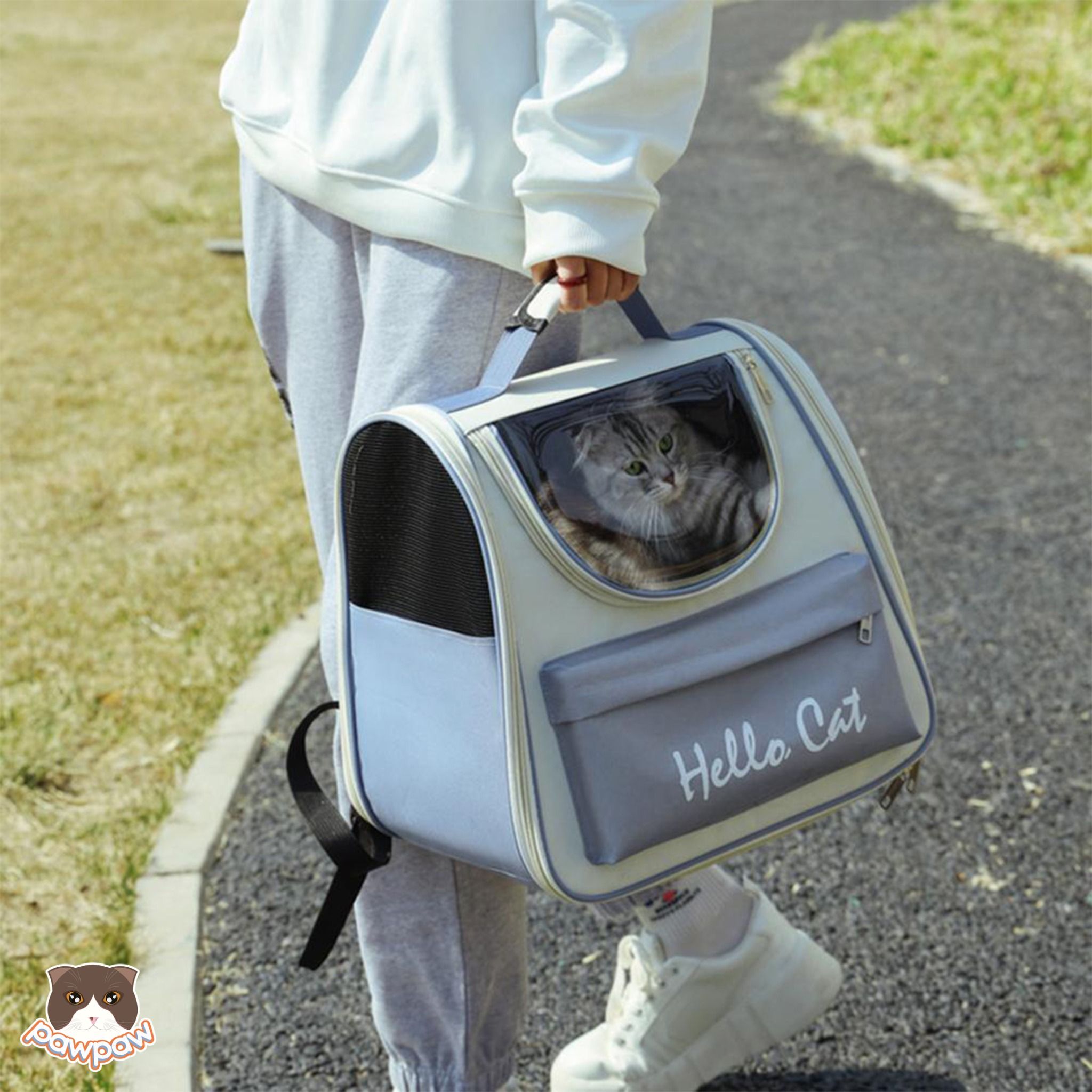 Balo vải hình mèo Hello Cat cho chó mèo