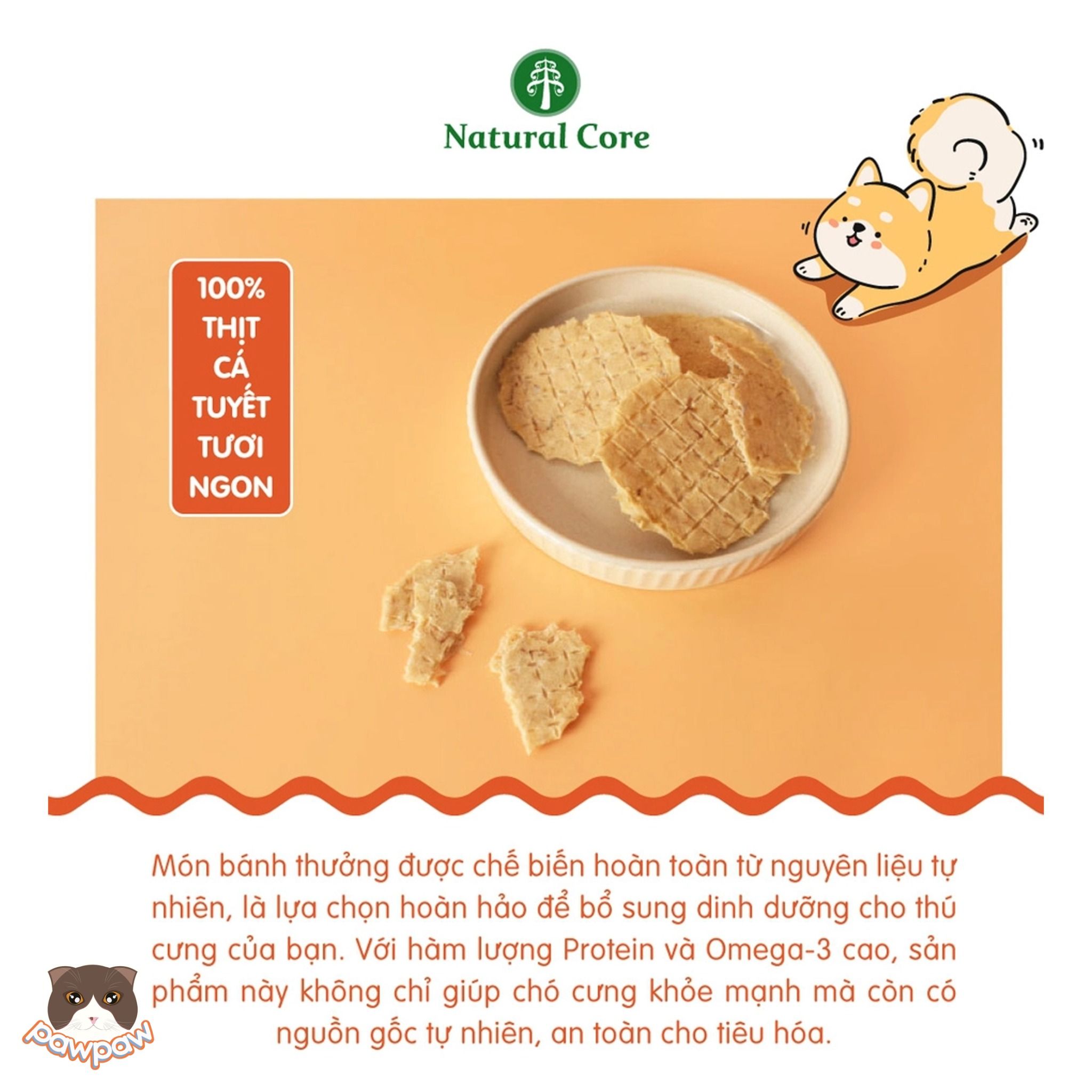 Bánh cá tuyết sấy cứng Natural Core 40g cho chó