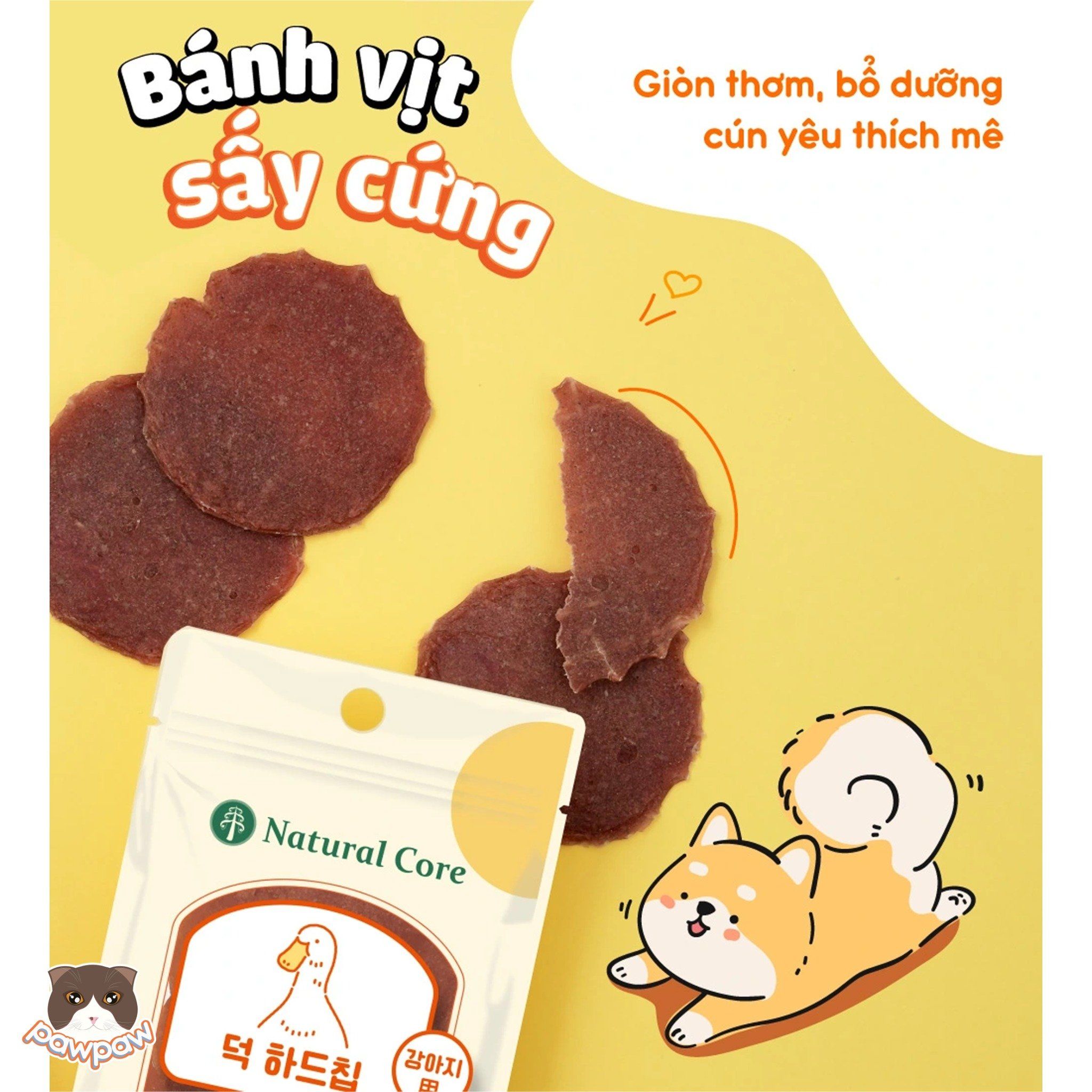 Bánh vịt sấy cứng Natural Core 40g cho chó