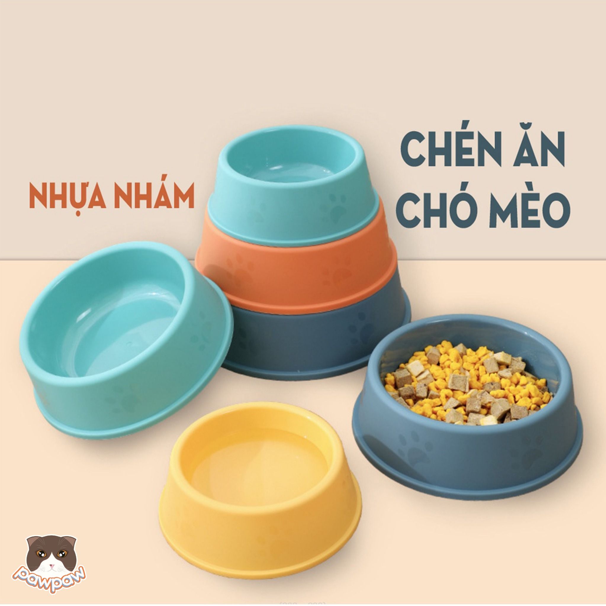 Bát ăn nhựa đơn hình chân chó cho chó mèo