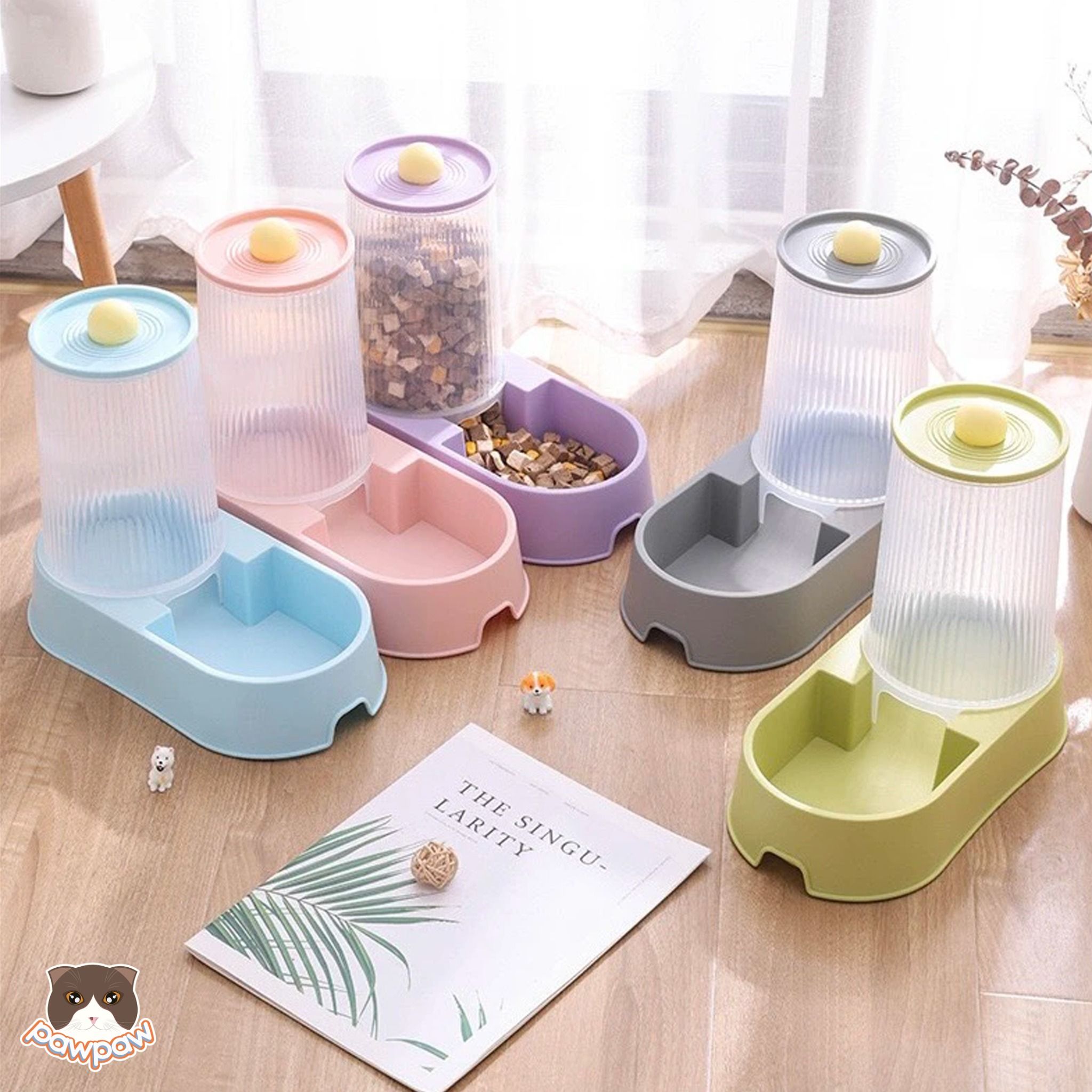 Bát ăn tự động hình trụ 2L cho chó mèo