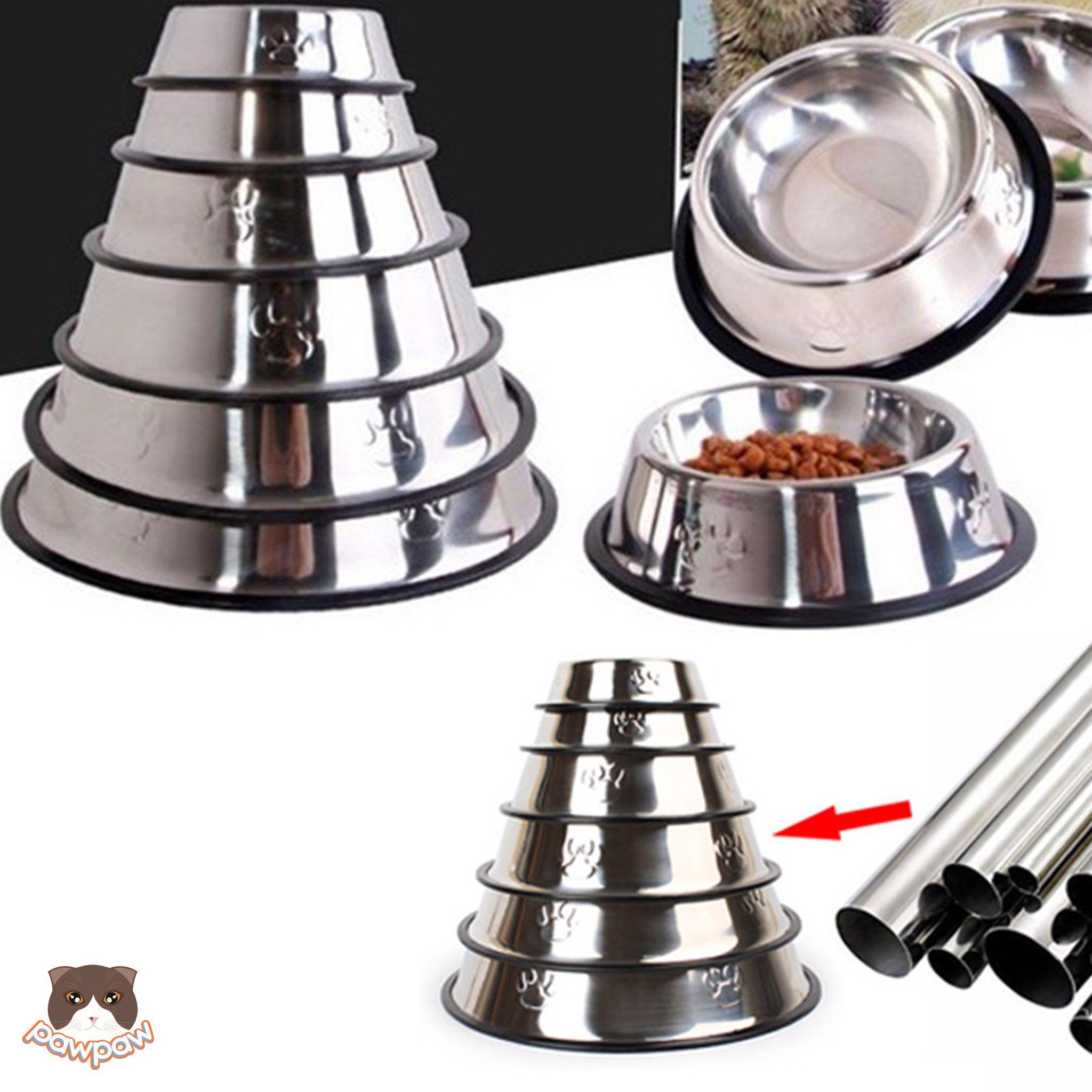 Bát ăn inox cao cấp hình chân chó cho chó mèo