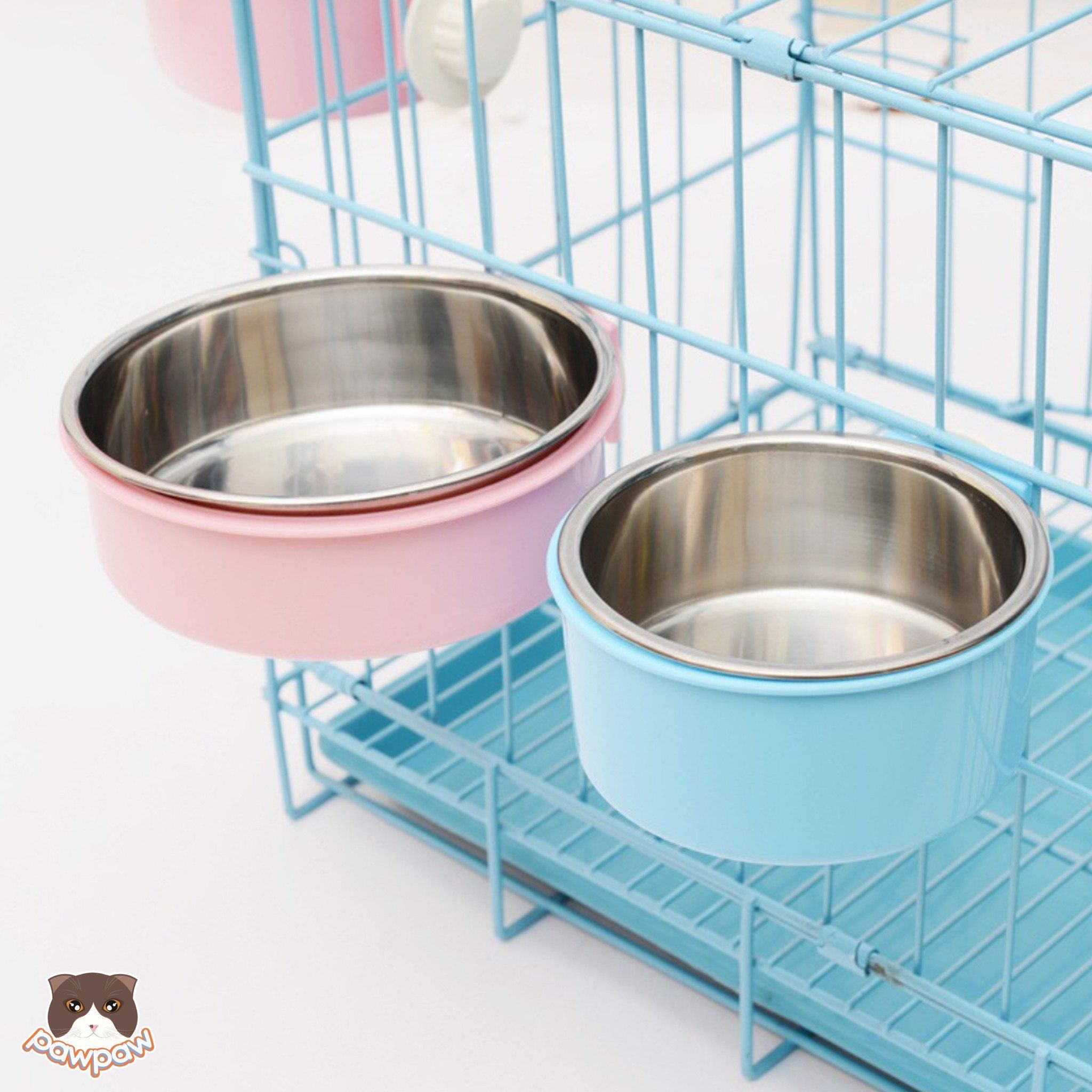 Bát ăn Inox gắn chuồng cho chó mèo