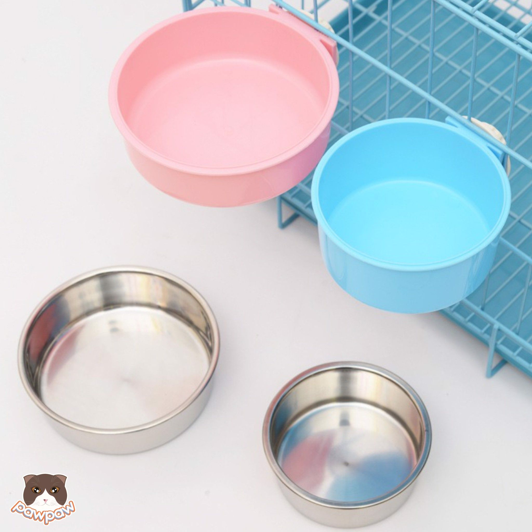 Bát ăn Inox gắn chuồng cho chó mèo
