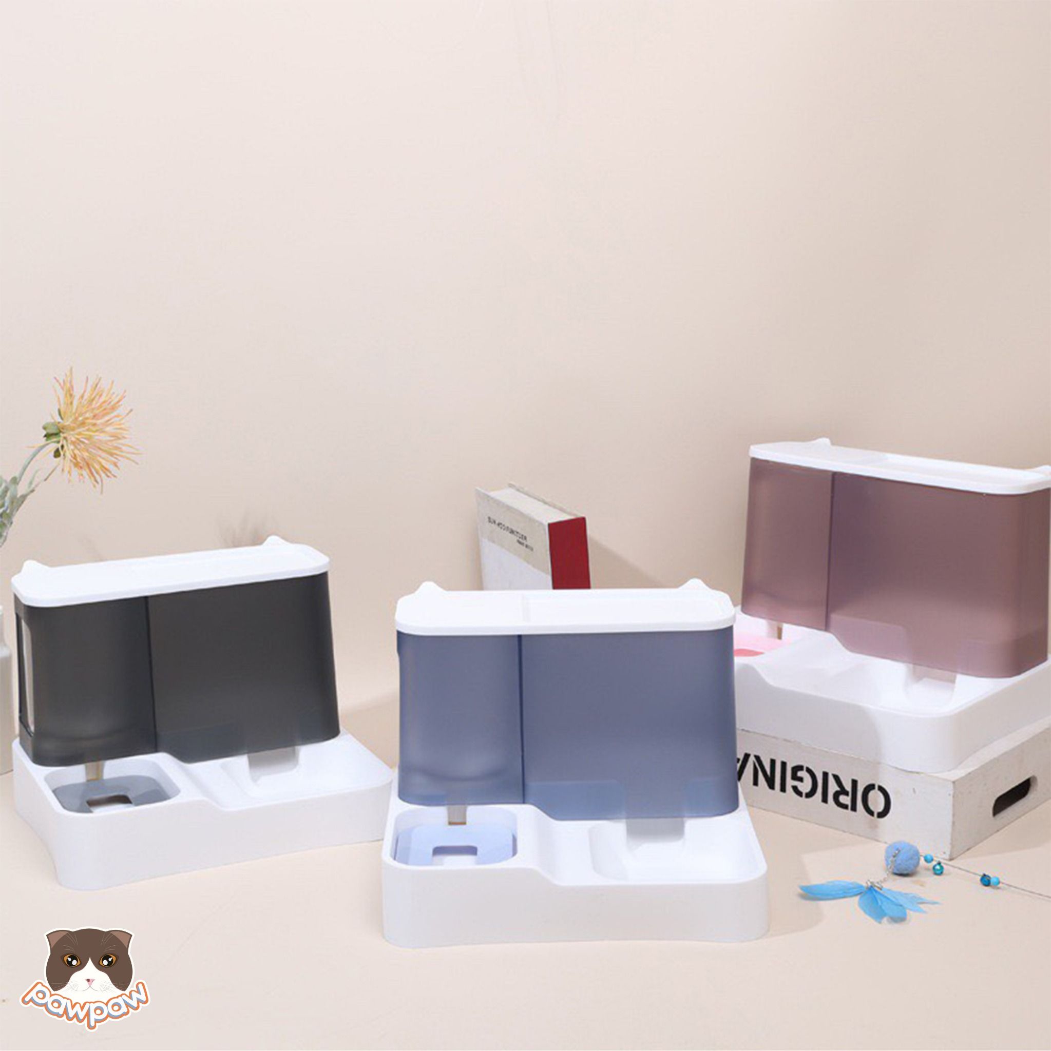 Bát ăn uống tự động chữ nhật cho chó mèo