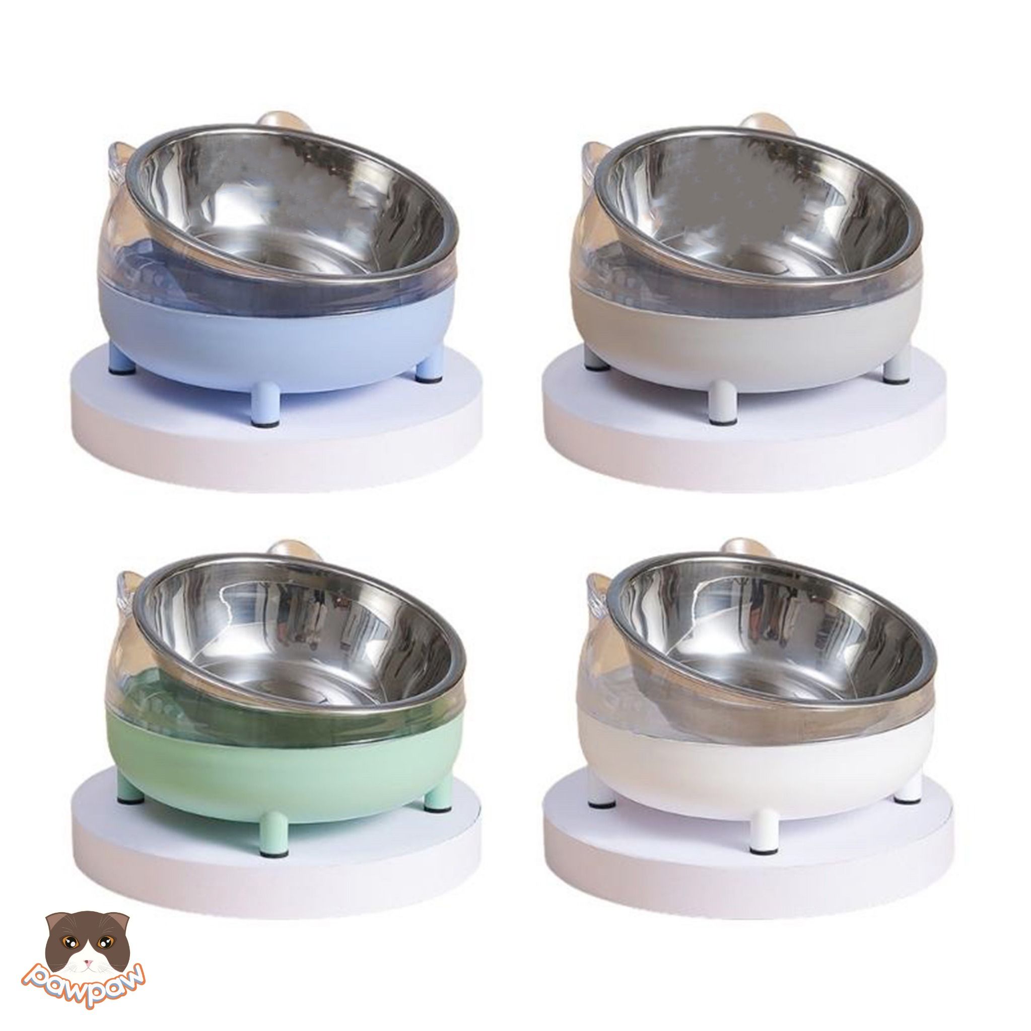 Bát ăn chống gù Inox đế nhựa cho chó mèo