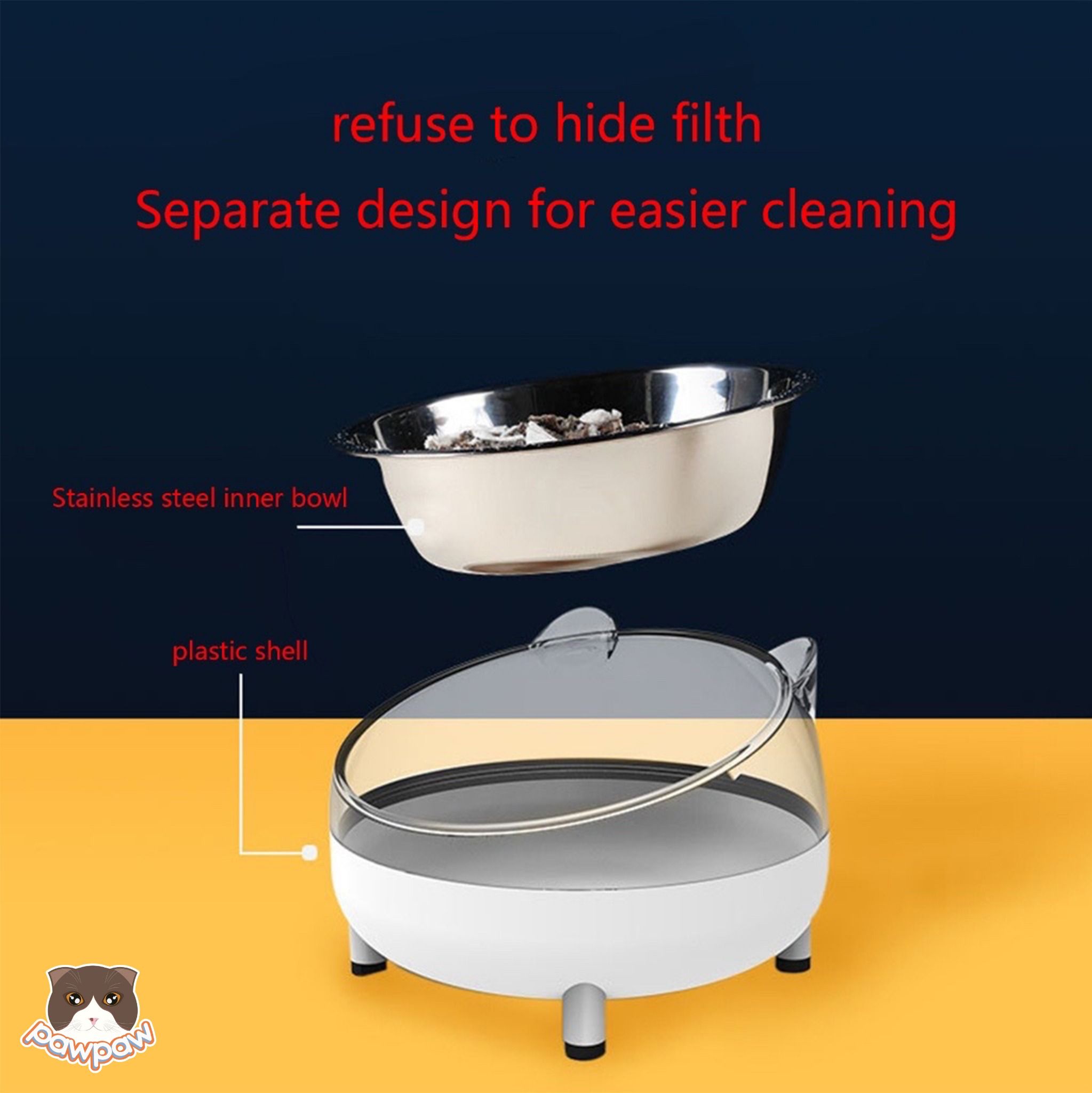 Bát ăn chống gù Inox đế nhựa cho chó mèo