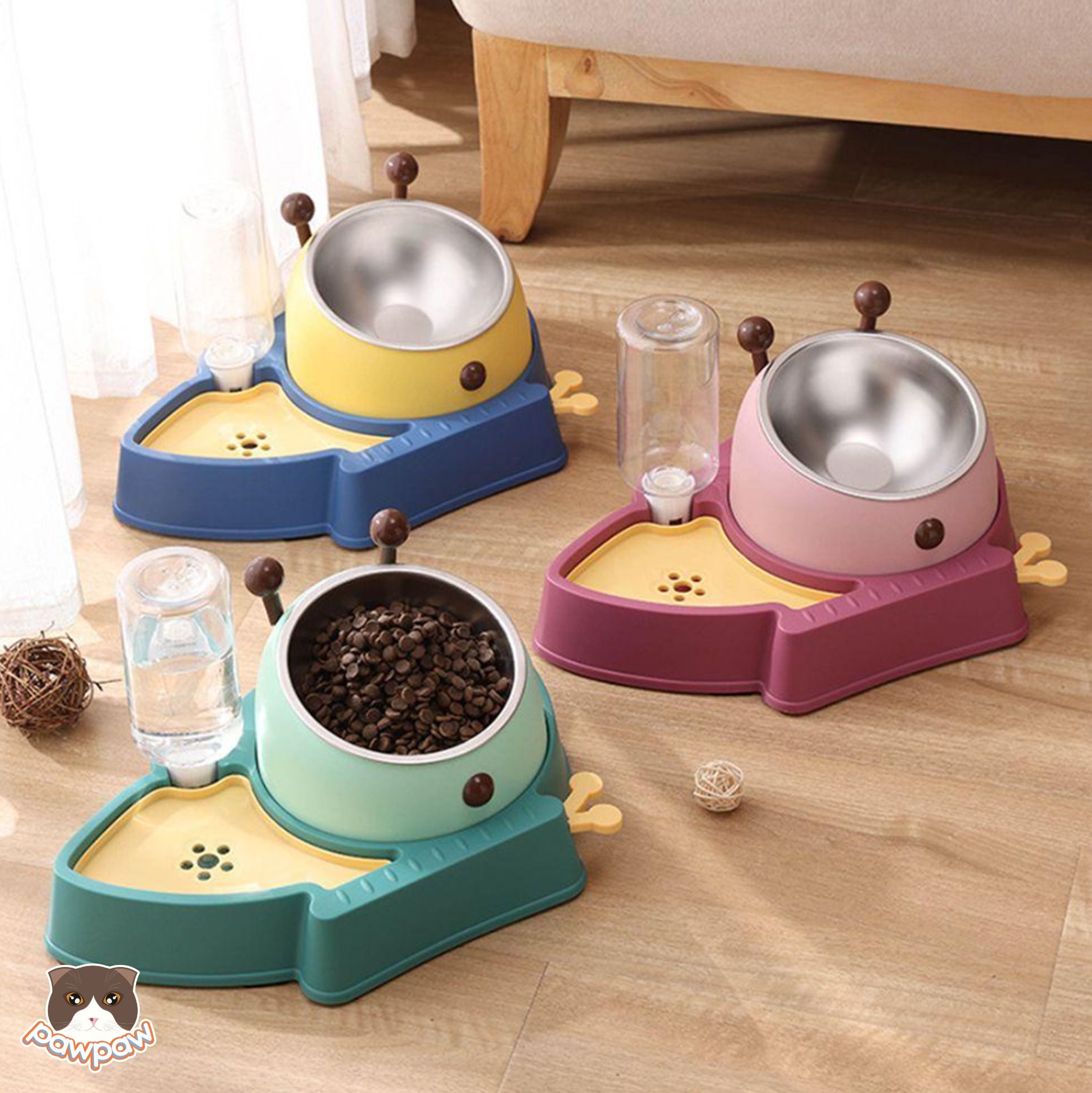 Bát ăn uống chống gù hinh ốc sên cho chó mèo
