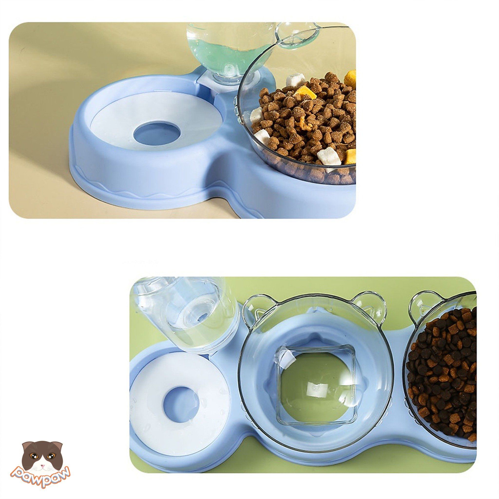 Bát ăn đôi kèm bình nước tự động cho chó mèo