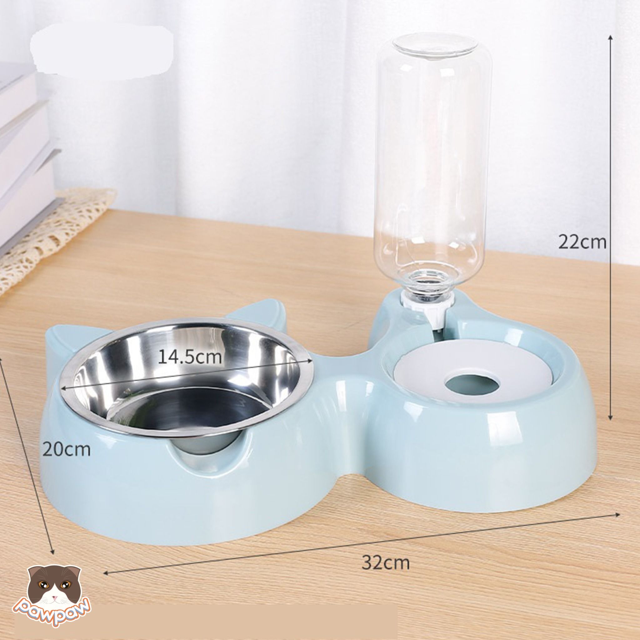 Bát ăn uống tự động hình tai mèo cho chó mèo