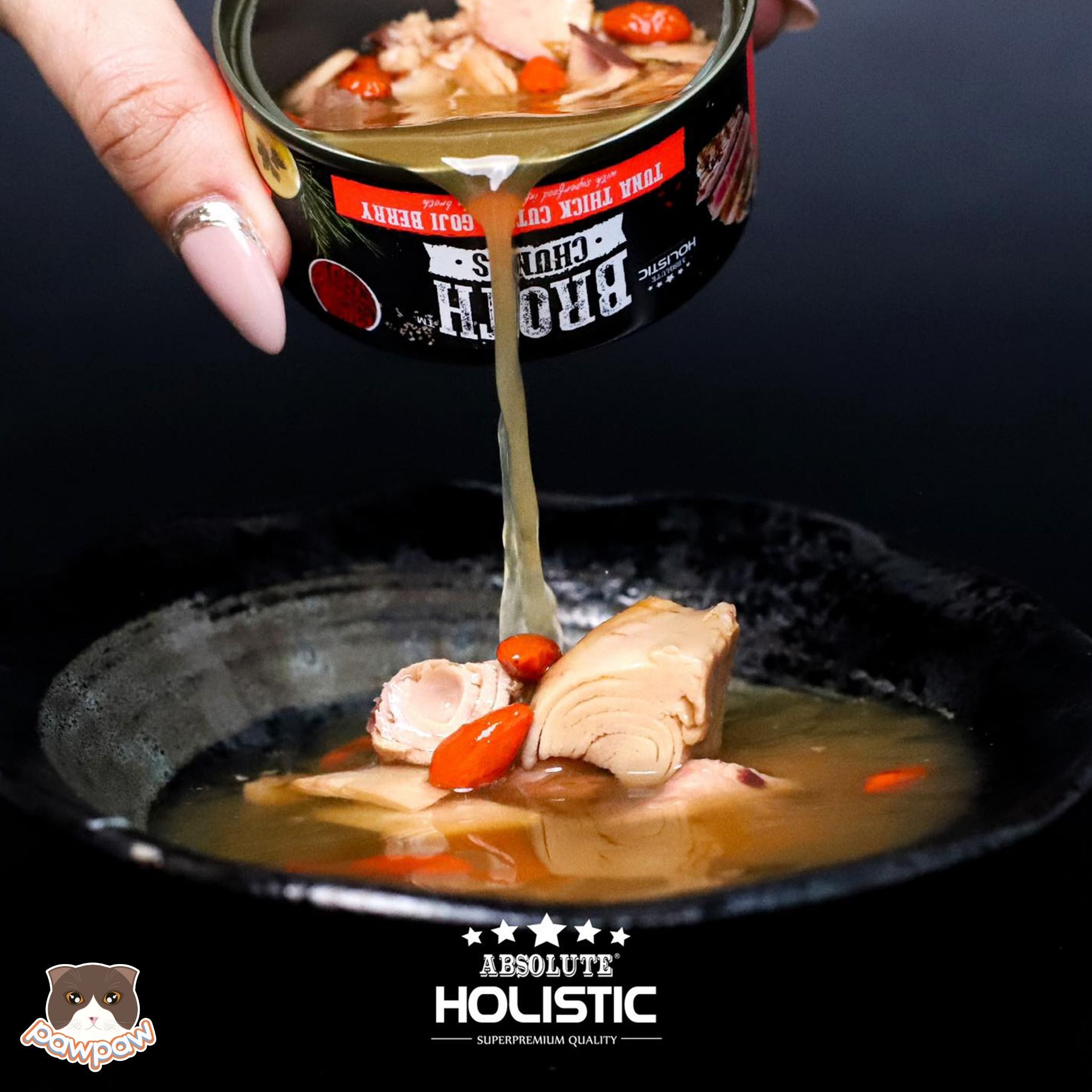  Pate thịt cắt khúc Absolute Holistic Broth Chunks 80g cho chó mèo 