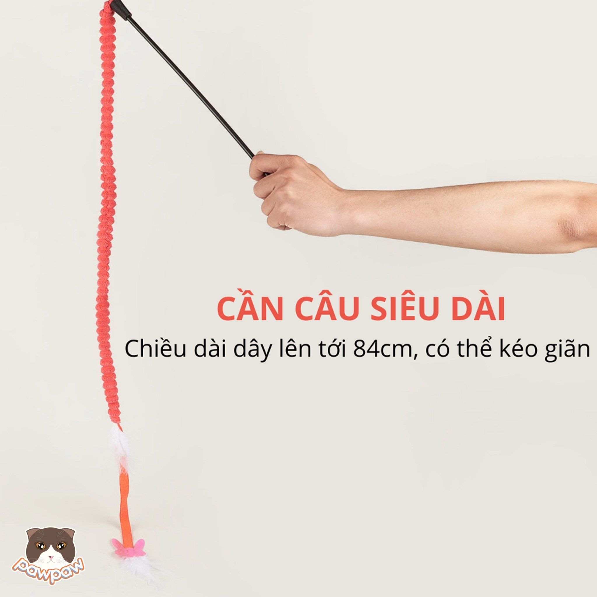 Cần câu co giãn lông nhung FOFOS cho mèo