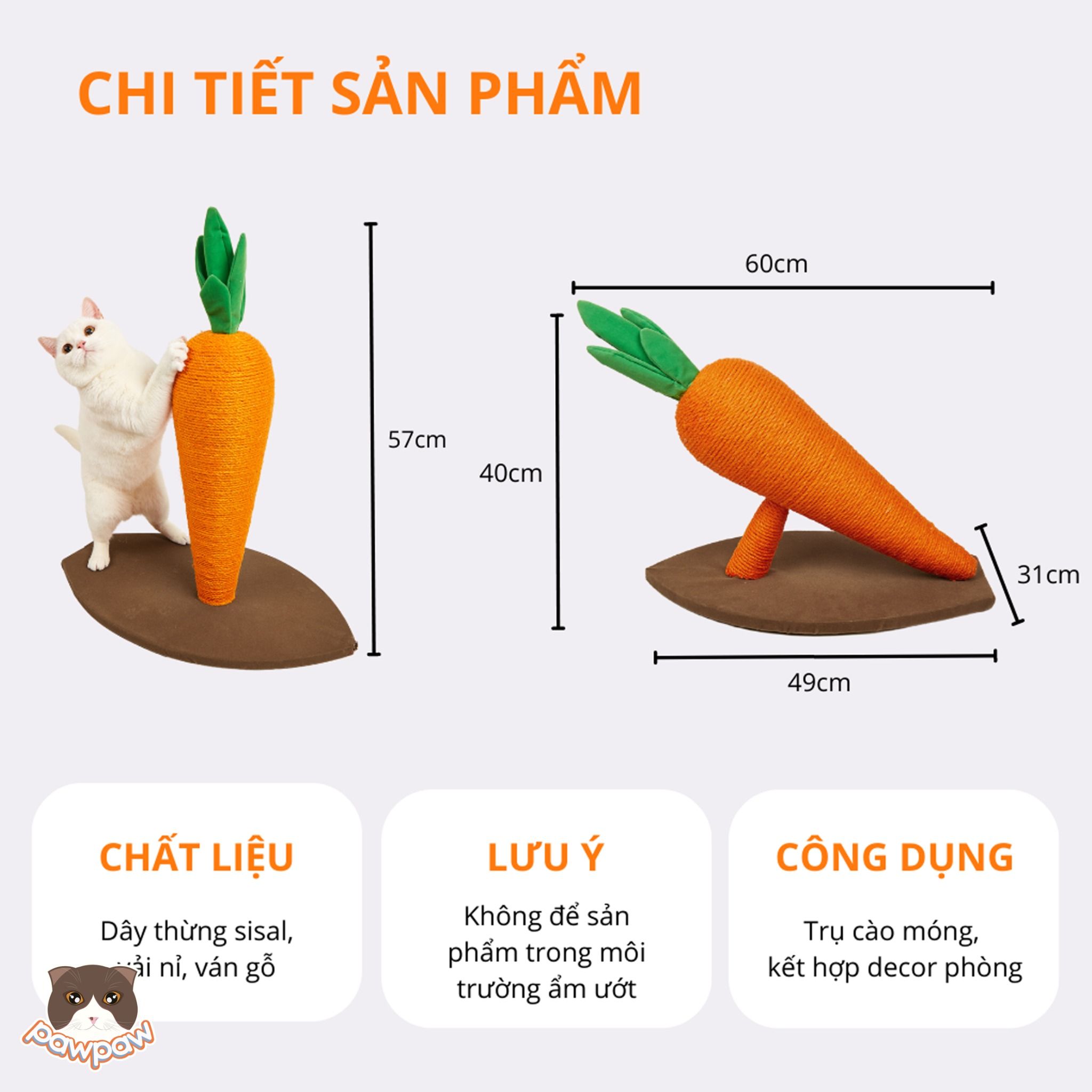 Bàn cào móng hình cà rốt cho mèo