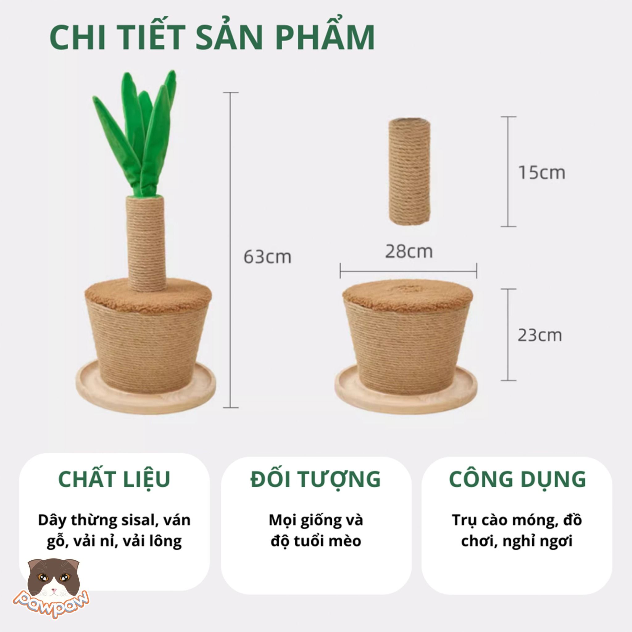  Trụ cào móng hình chậu cây cho mèo 