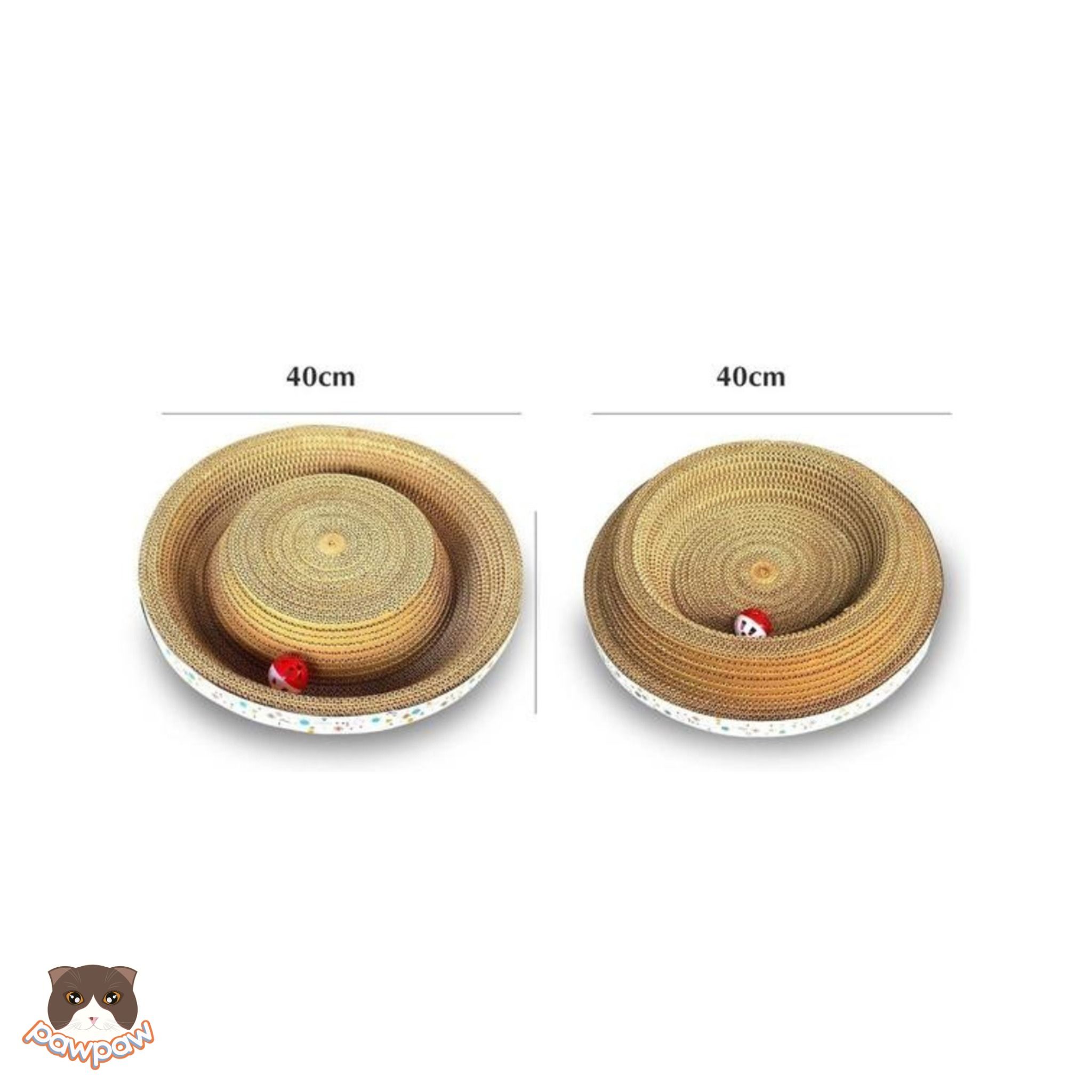 Ổ tròn cào móng carton 2 mặt kèm bóng cho mèo