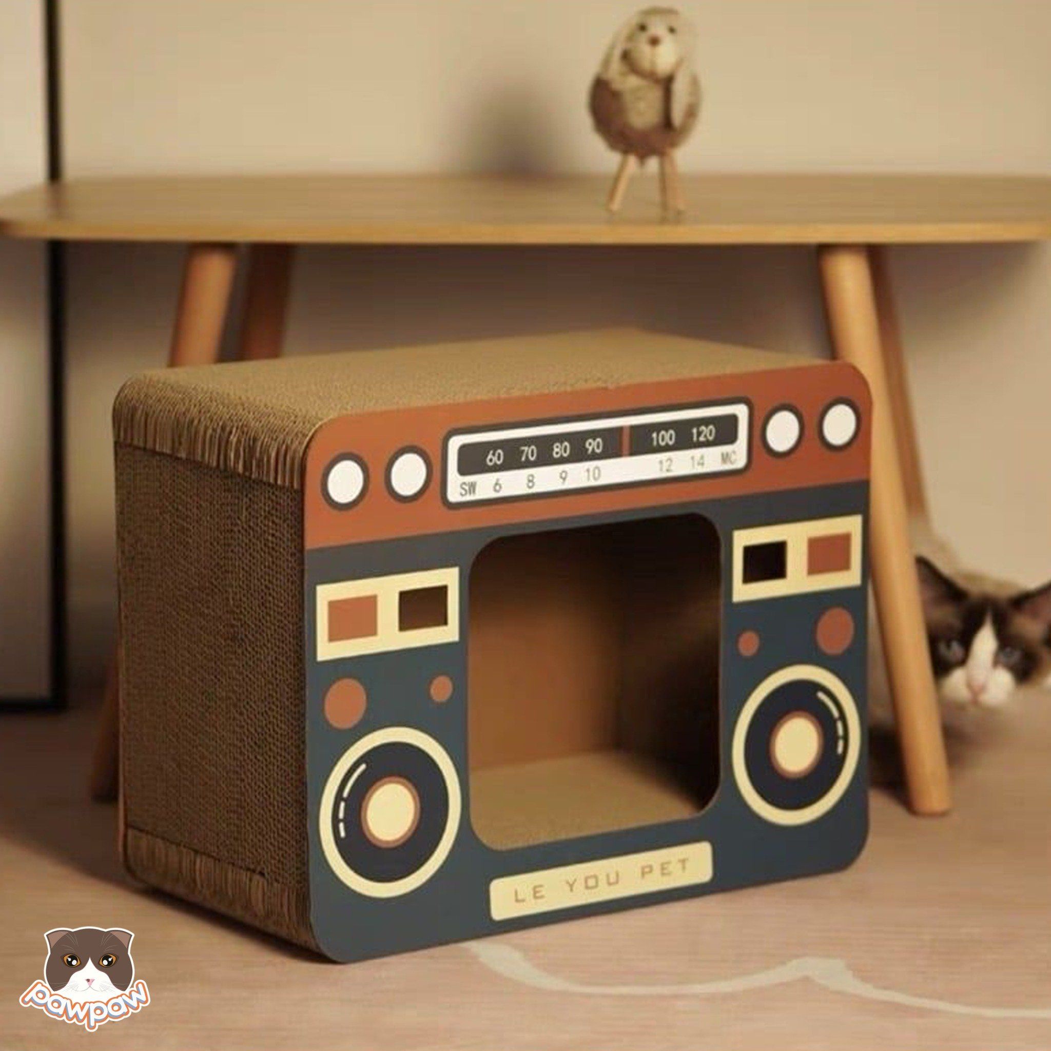  Cào móng carton hình radio cho mèo 