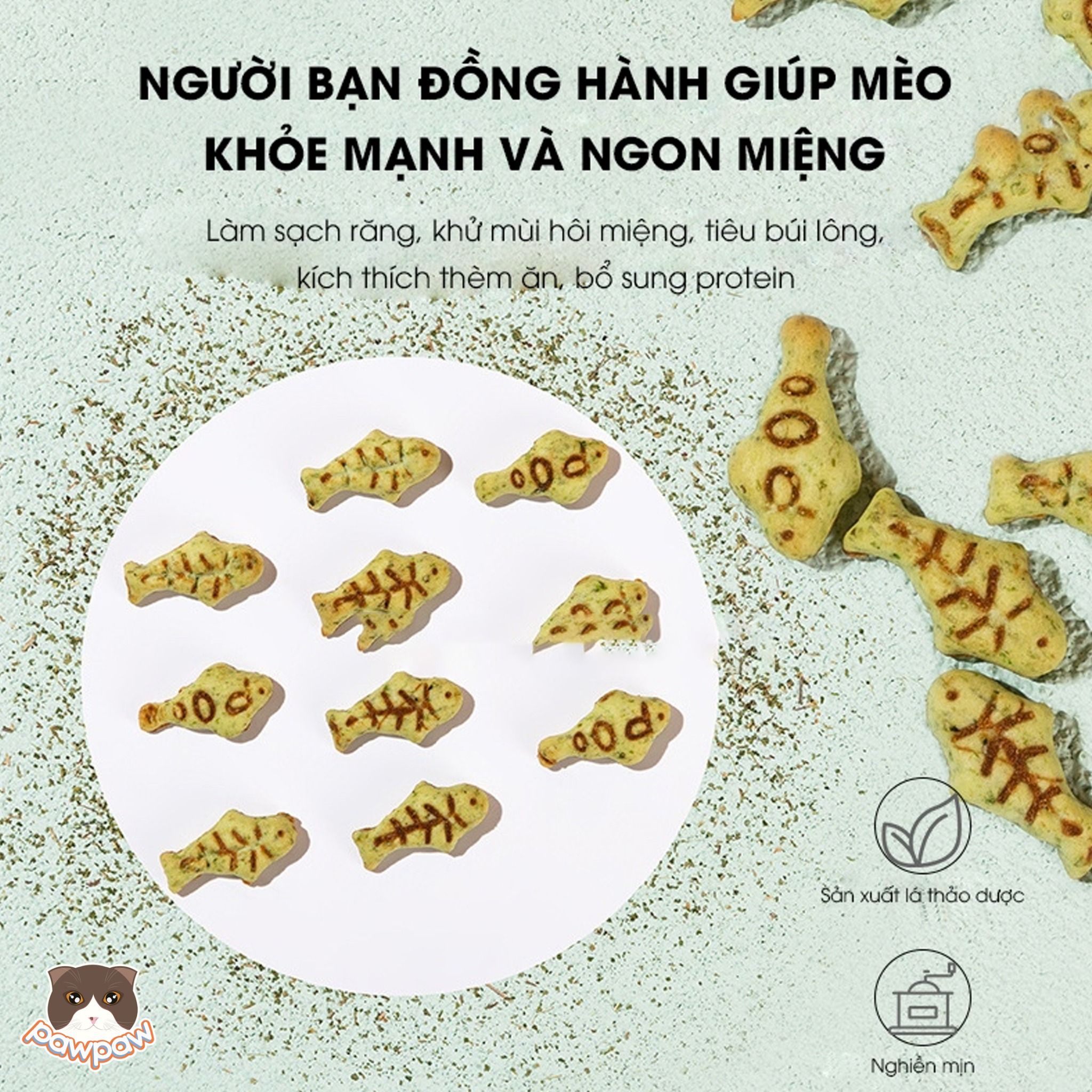 Snack bánh cá tiêu búi lông Biscuits Catnip 130g cho mèo