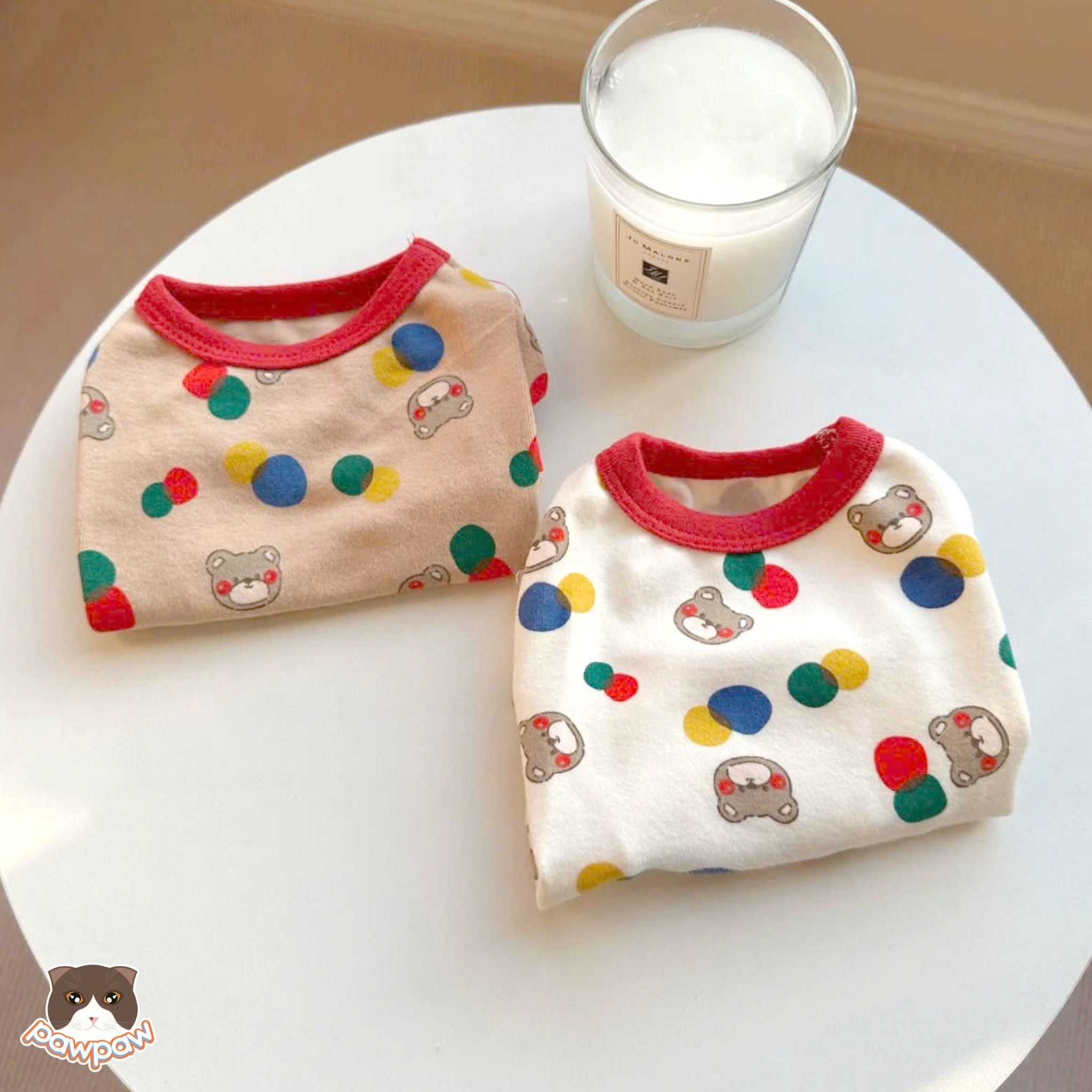 Áo chấm bi gấu cho chó mèo