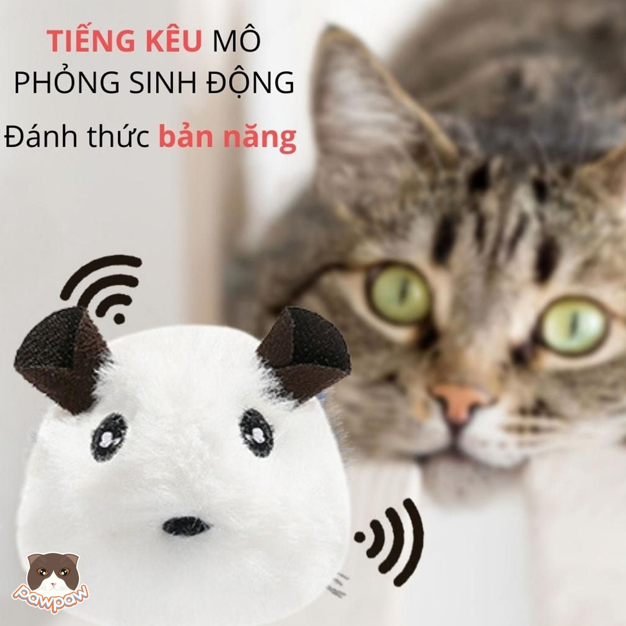 Đồ chơi chuột dây tự động có tiếng Fofos cho mèo