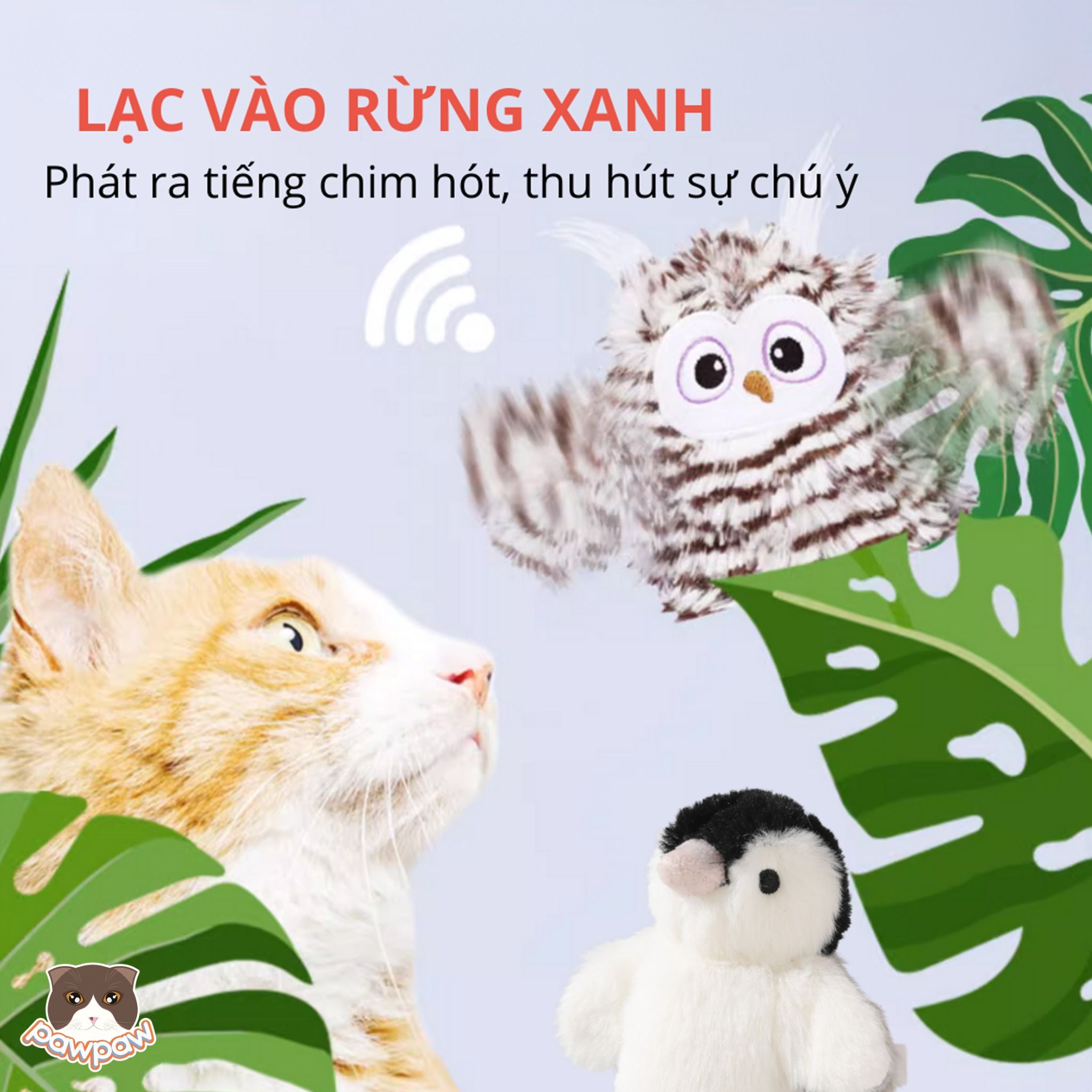 Đồ chơi cú mèo đung đưa Fofos tương tác cho mèo