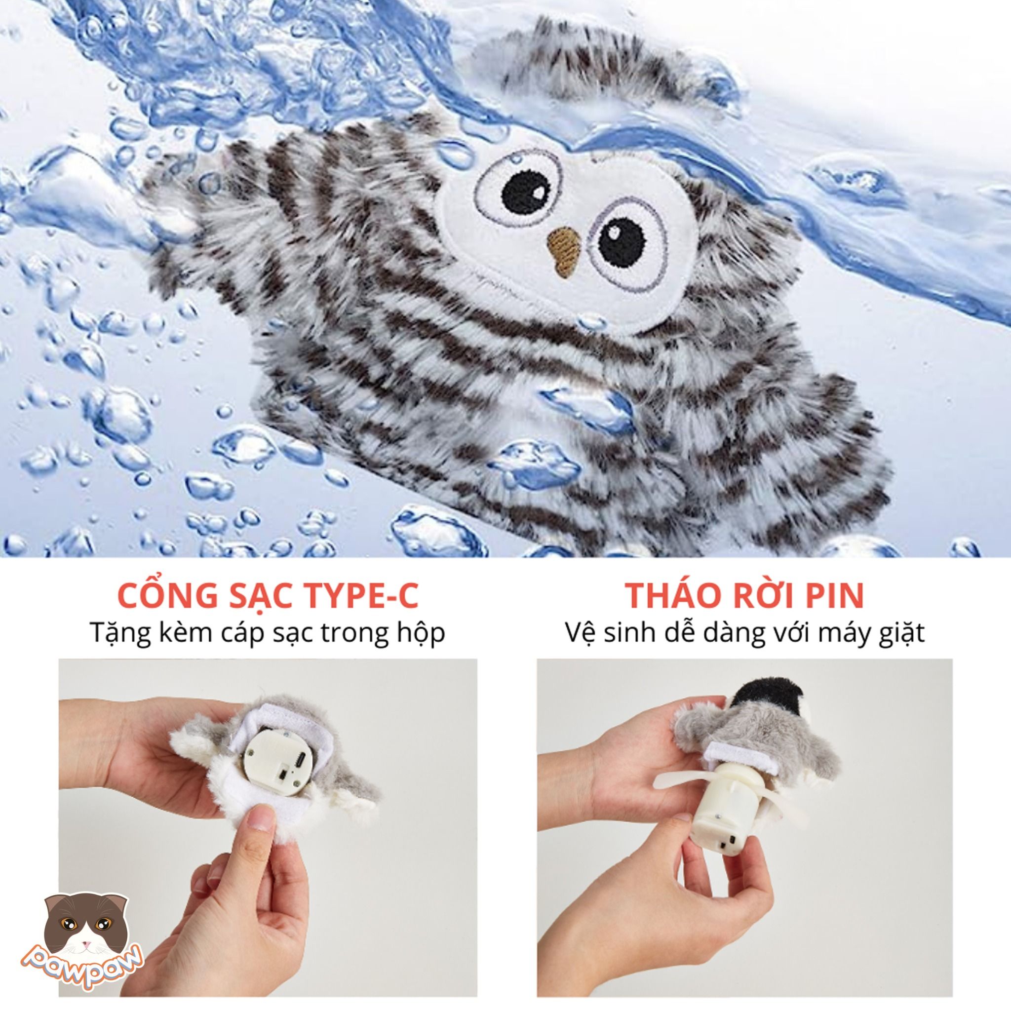 Đồ chơi cú mèo đung đưa Fofos tương tác cho mèo