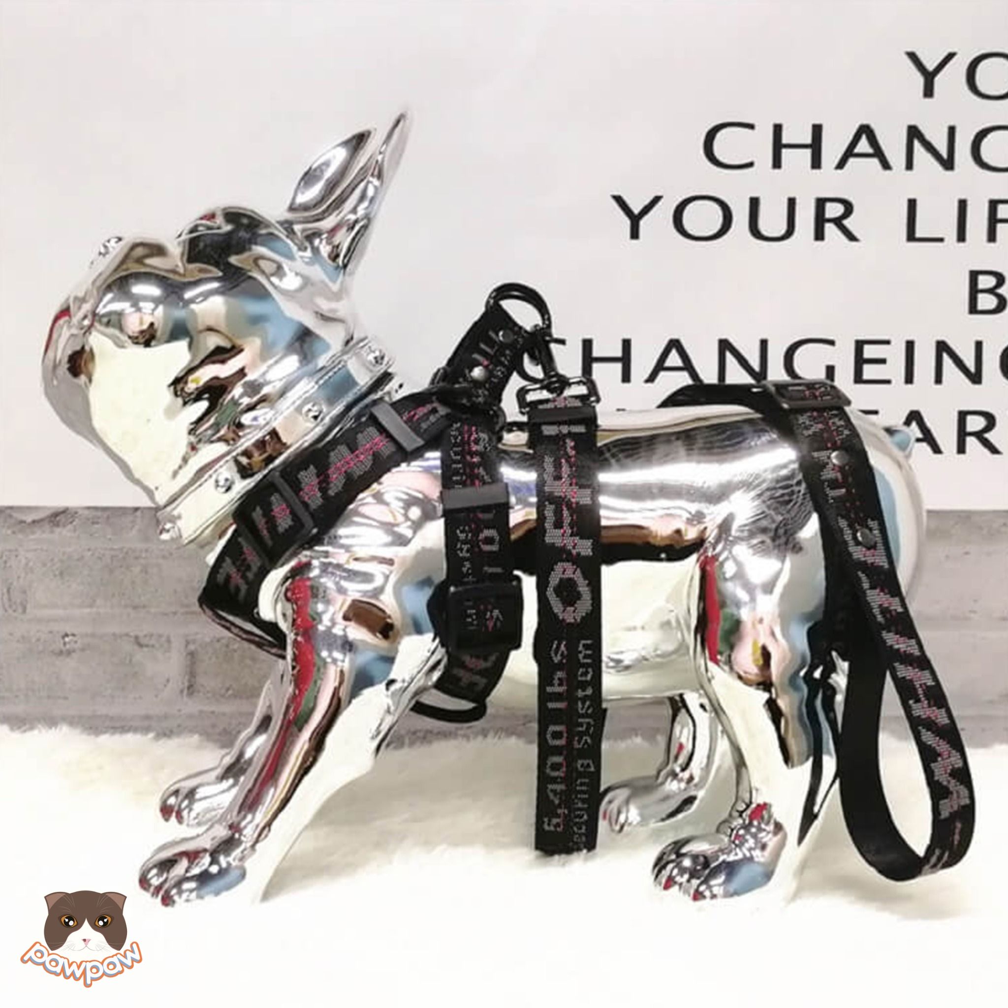 Đai dắt Off White 2cm cho chó mèo