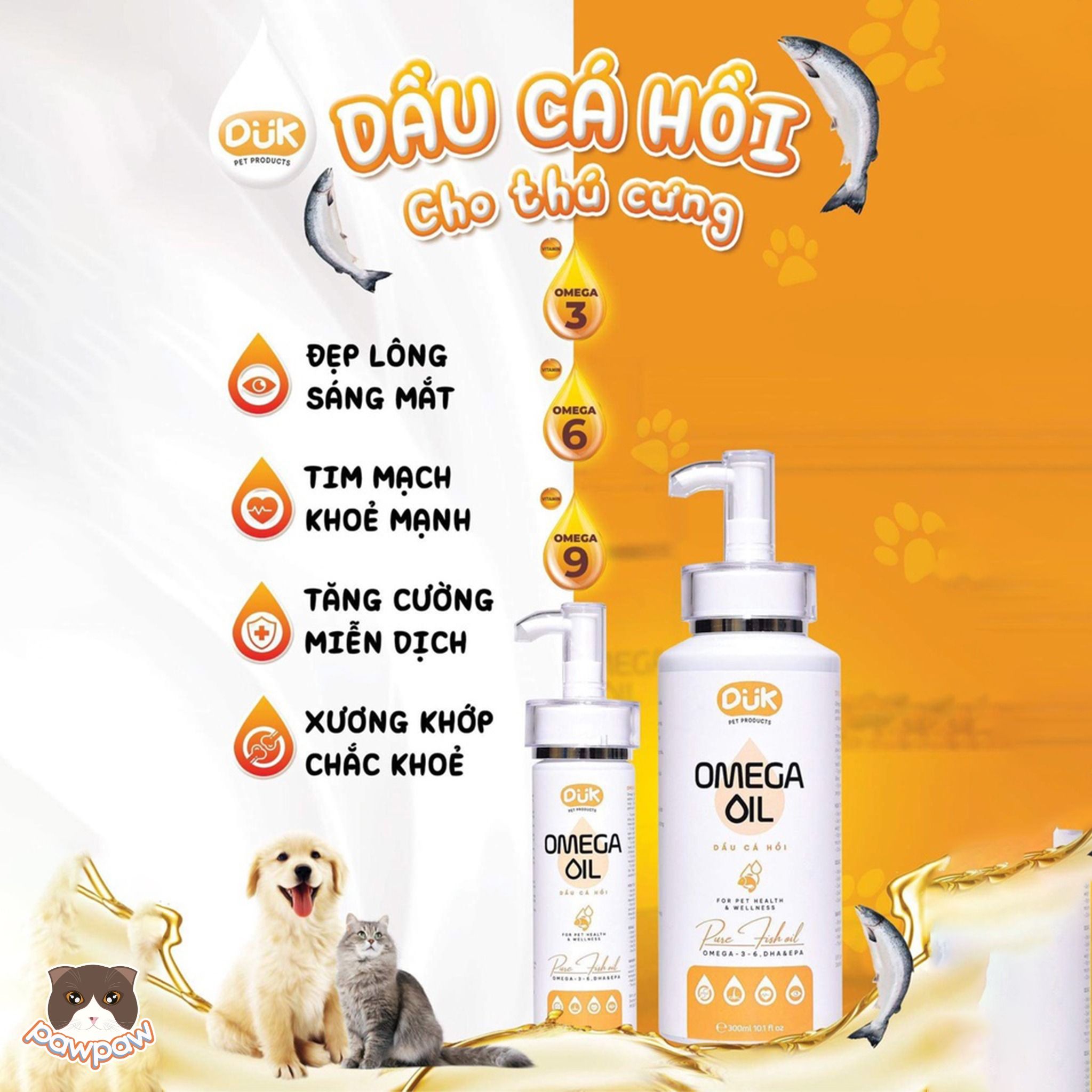  Dầu cá hồi hỗ trợ da, lông DUK Omega Oil 100ml 