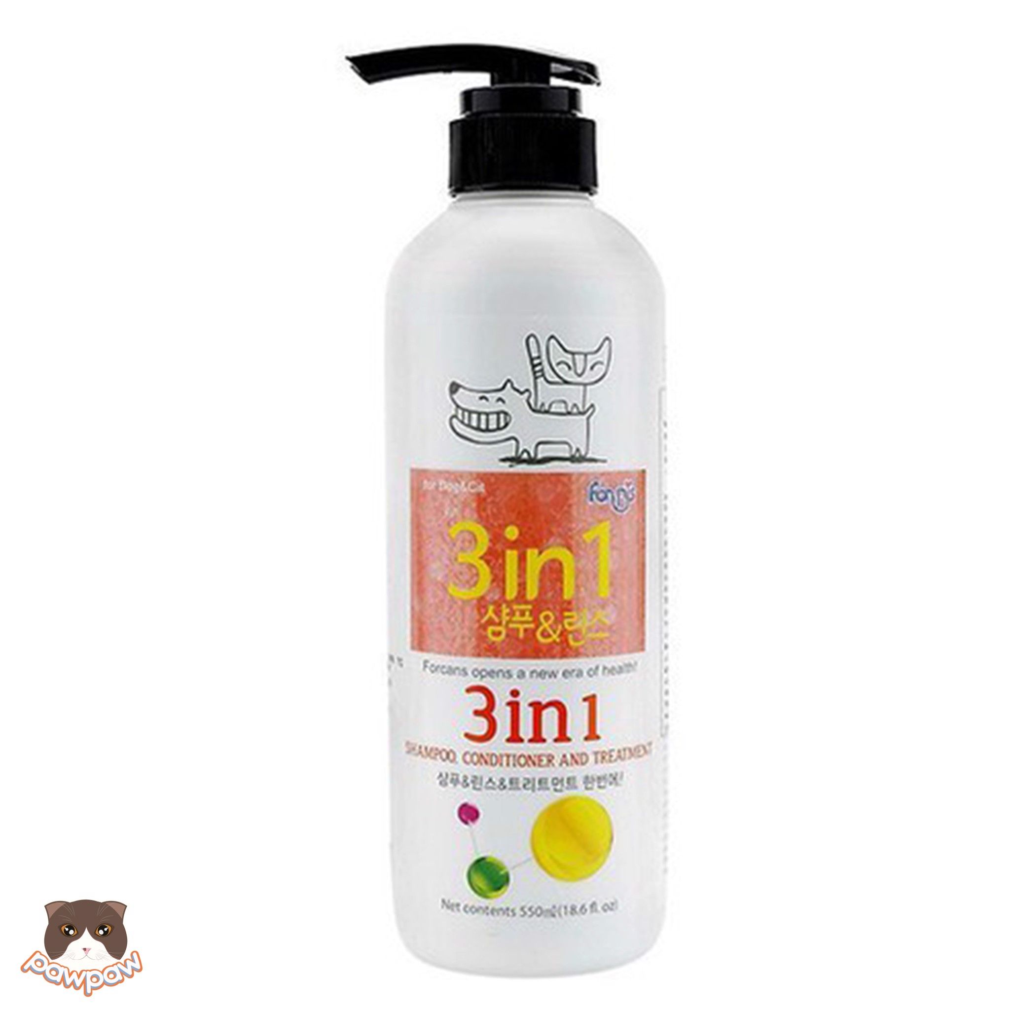 Dầu gội xả dưỡng lông Forcans 3in1 550ml cho chó mèo
