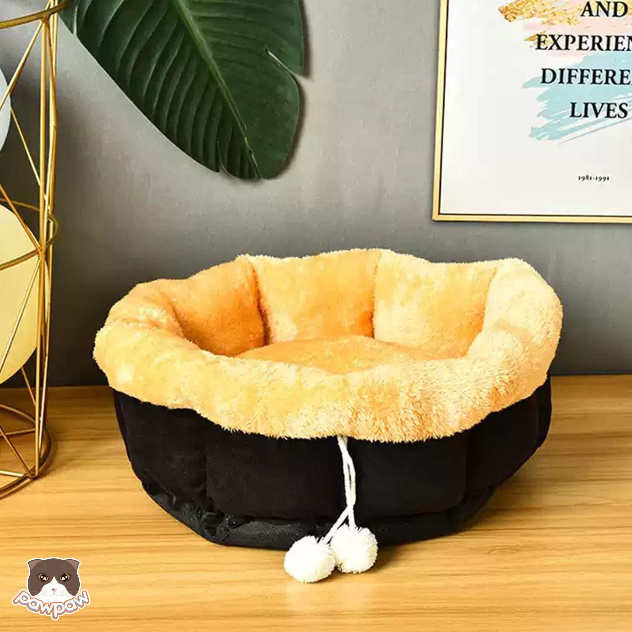 Đệm tròn bông có dây cho chó mèo