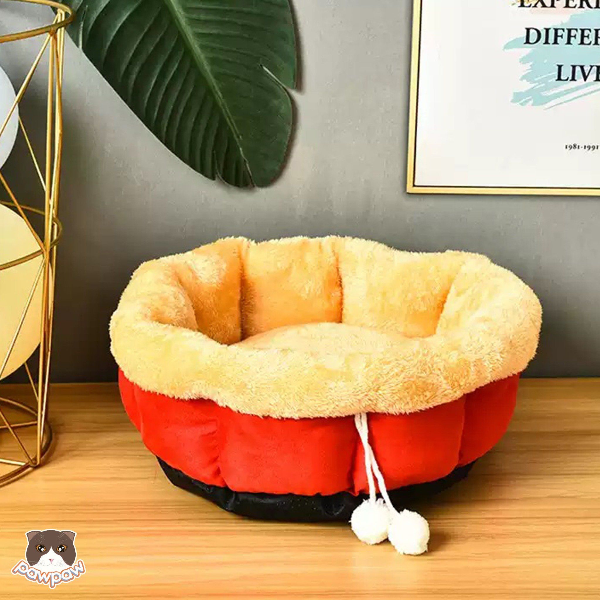 Đệm tròn bông có dây cho chó mèo