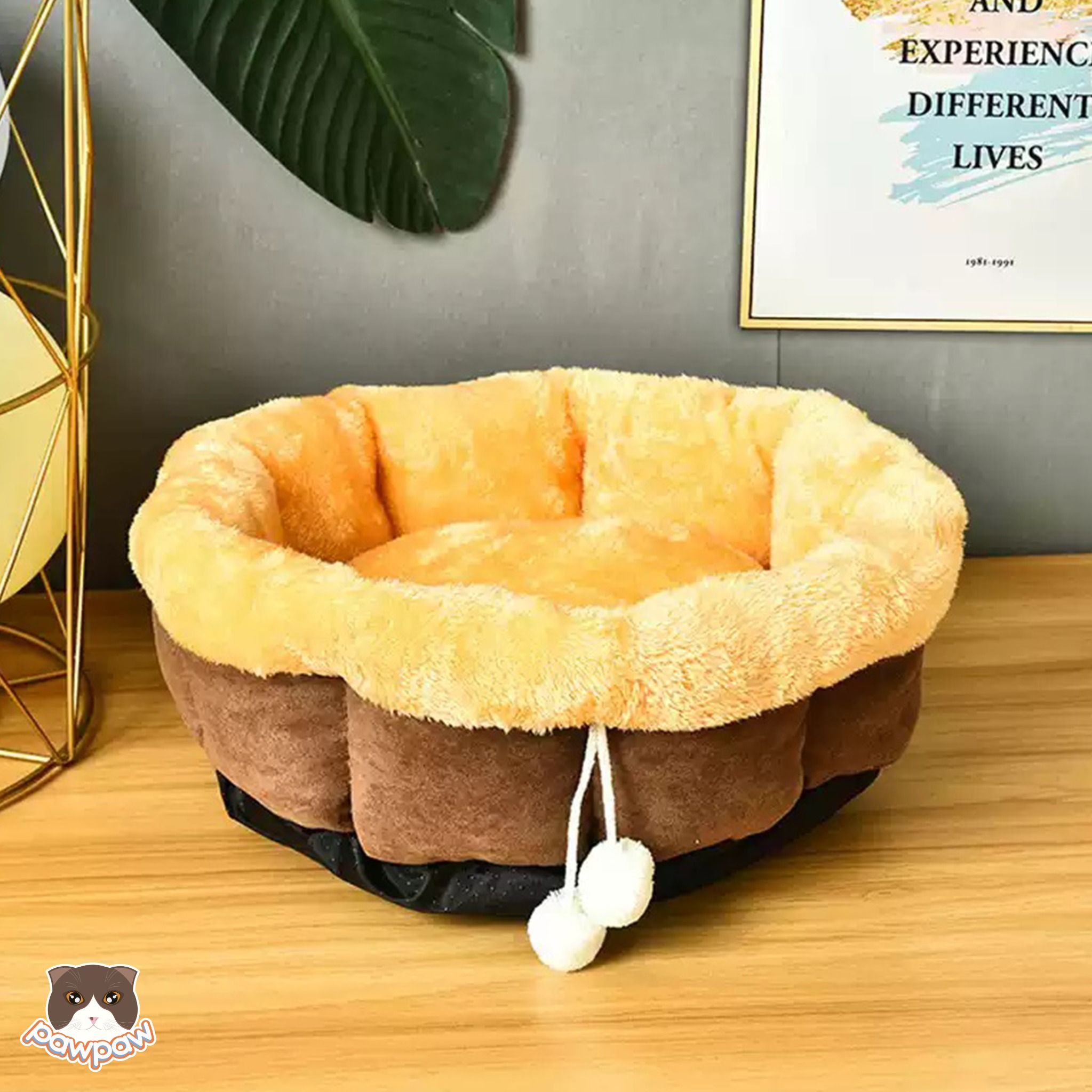 Đệm tròn bông có dây cho chó mèo