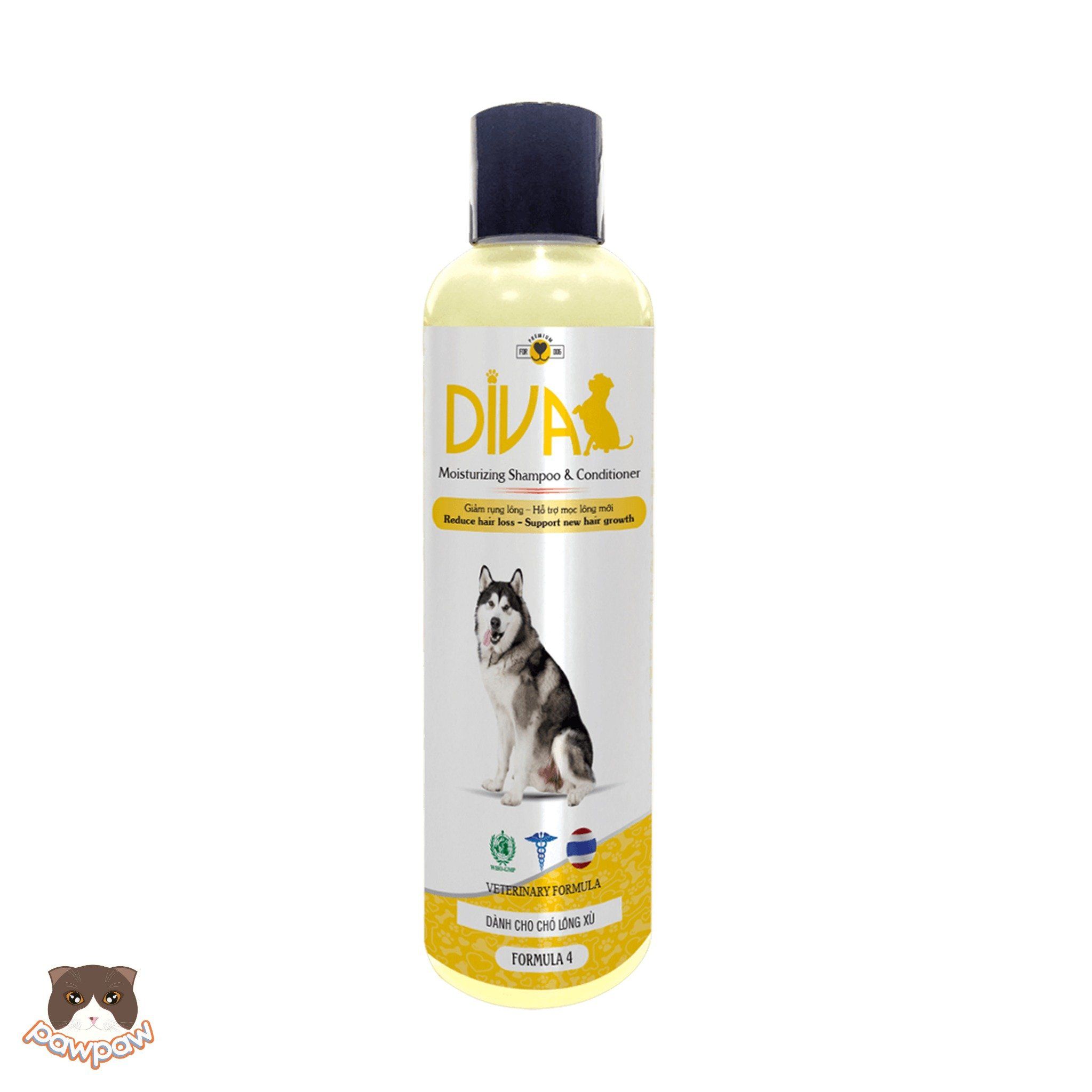 Sữa tắm dưỡng lông chống rối DIVA Vàng cho chó