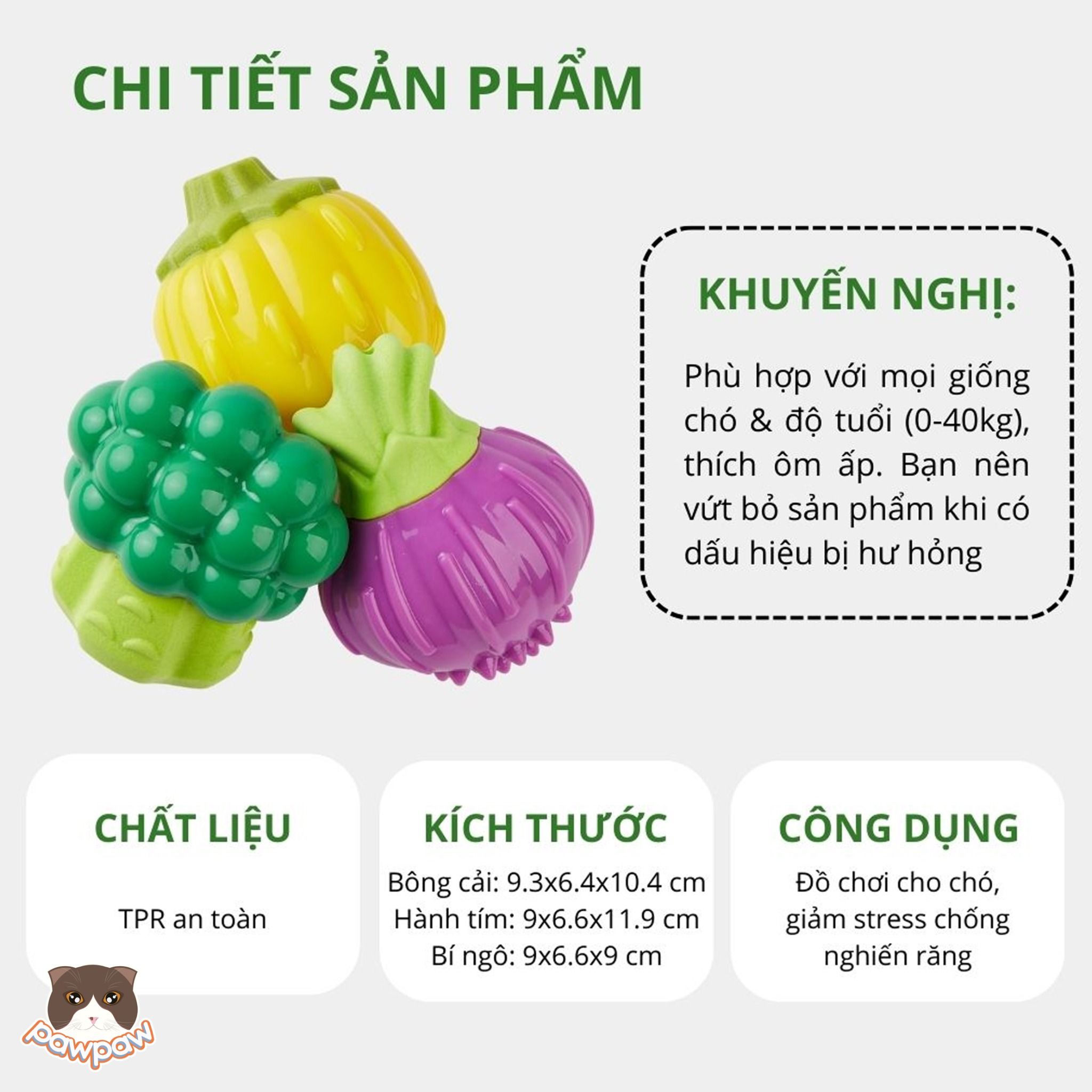 Đồ chơi gặm phát ra tiếng hình rau củ FOFOS cho chó