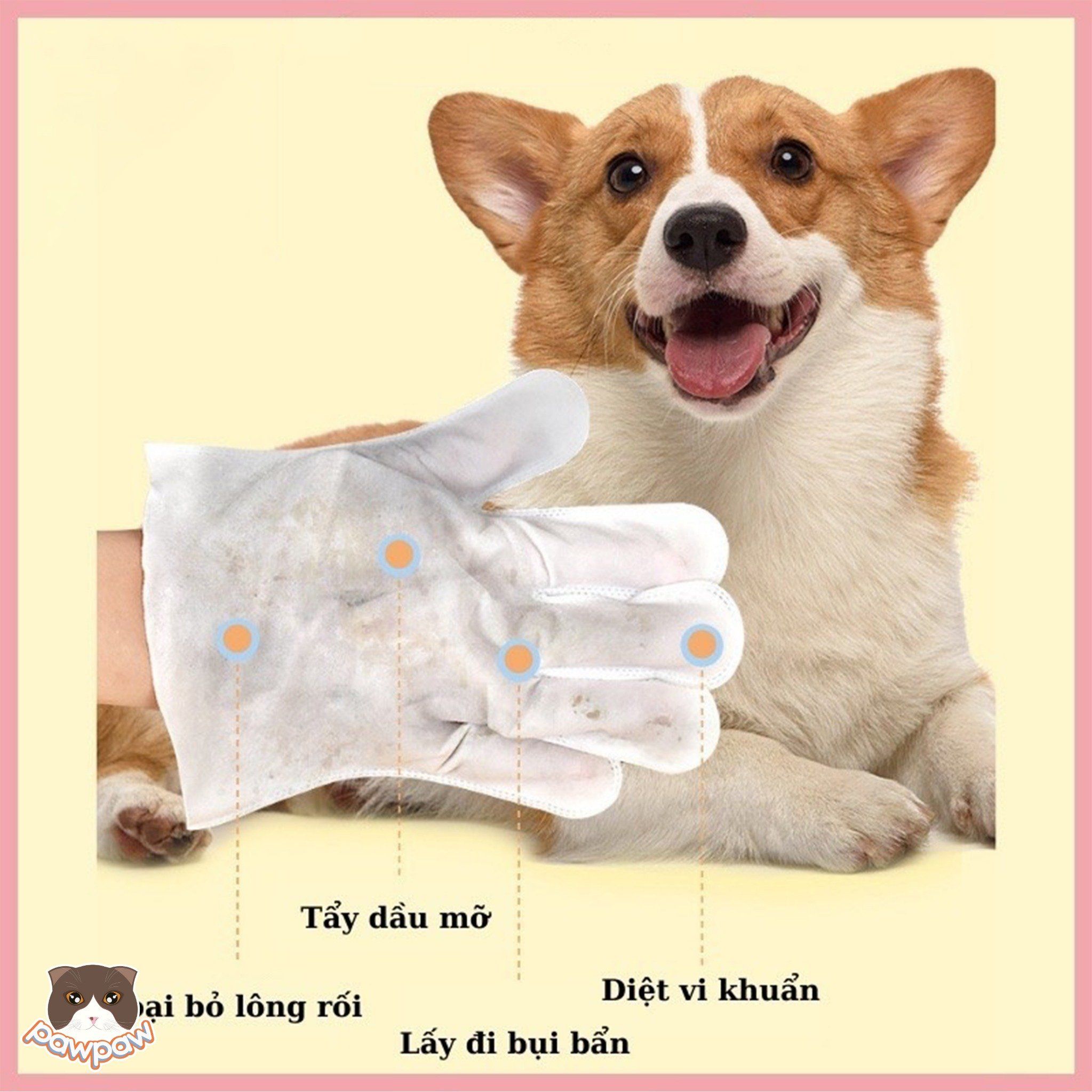 Găng tay tắm khô, khử mùi BKAKV cho chó mèo
