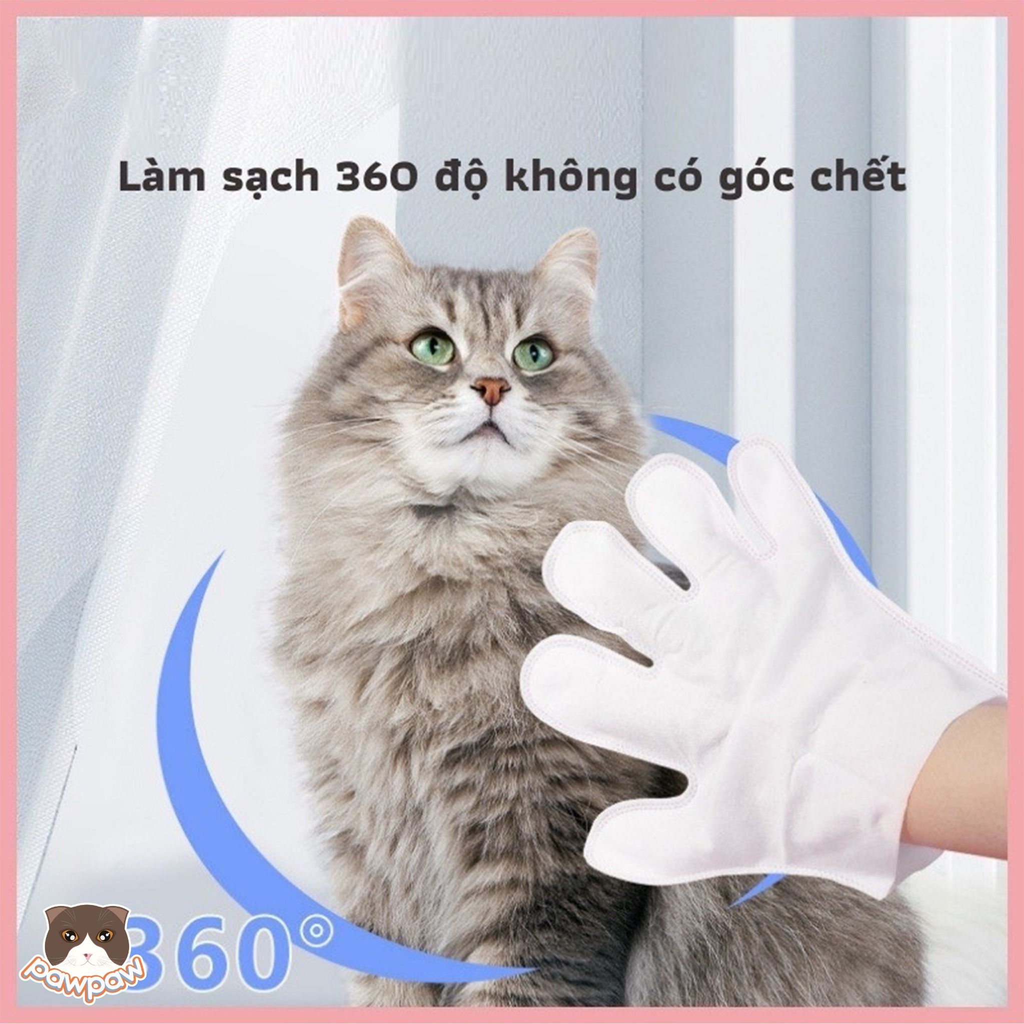Găng tay tắm khô, khử mùi BKAKV cho chó mèo