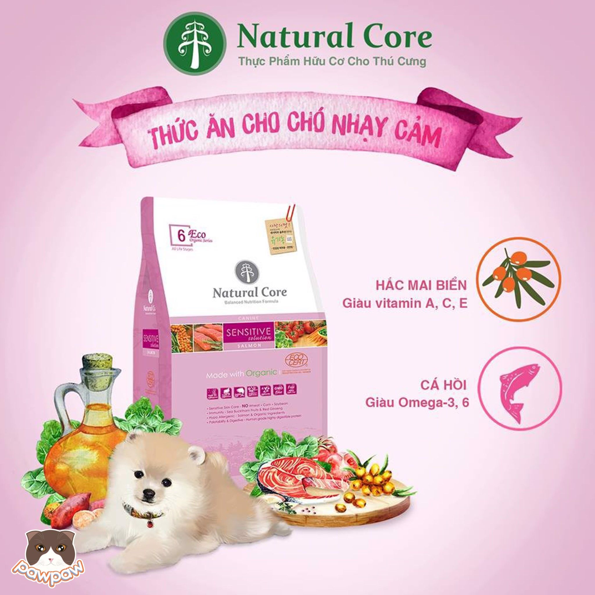 Hạt Natural Core Sensitive vị cá hồi cho chó da nhạy cảm