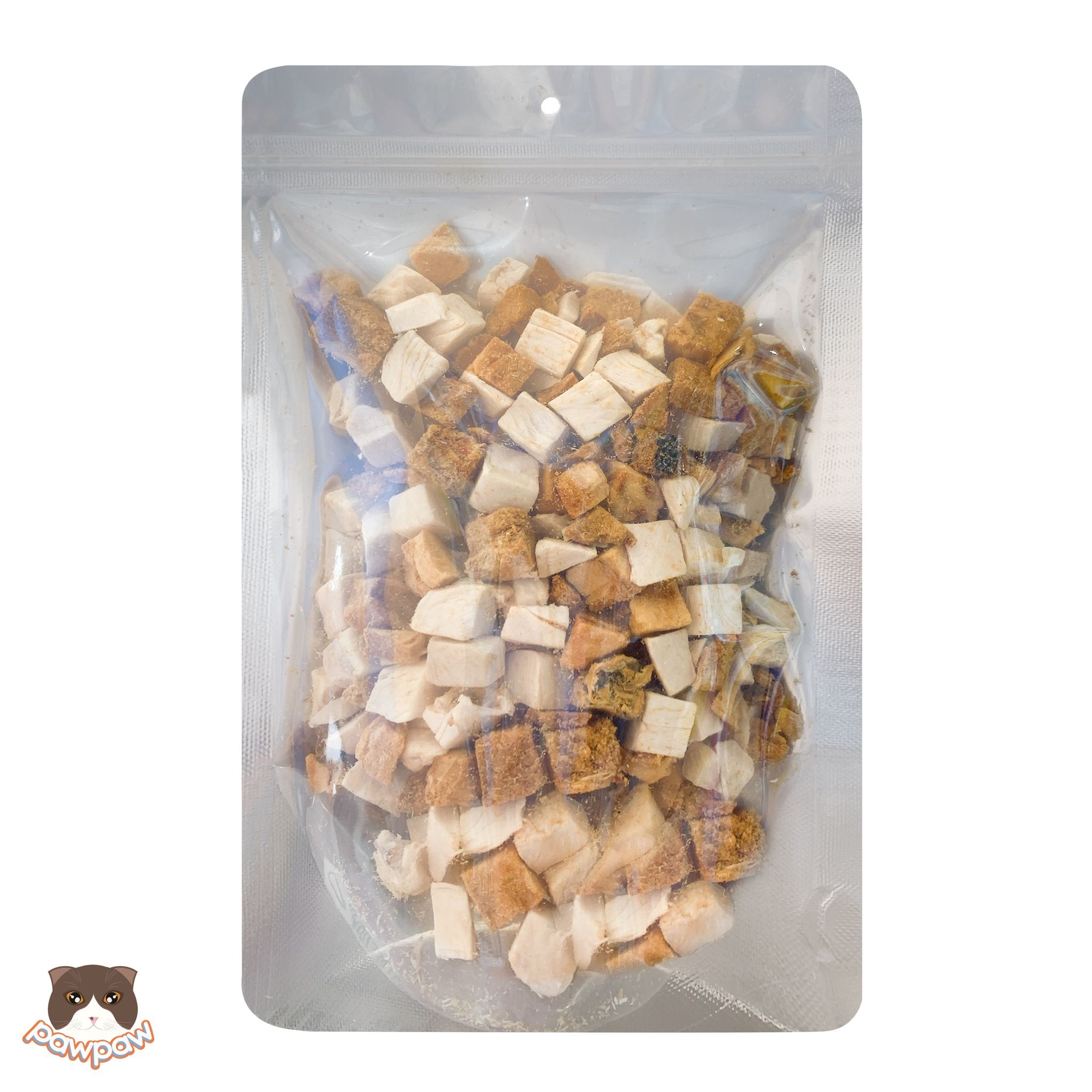 Snack hỗn hơp ức gà & cá hồi sấy viên 100g cho chó mèo