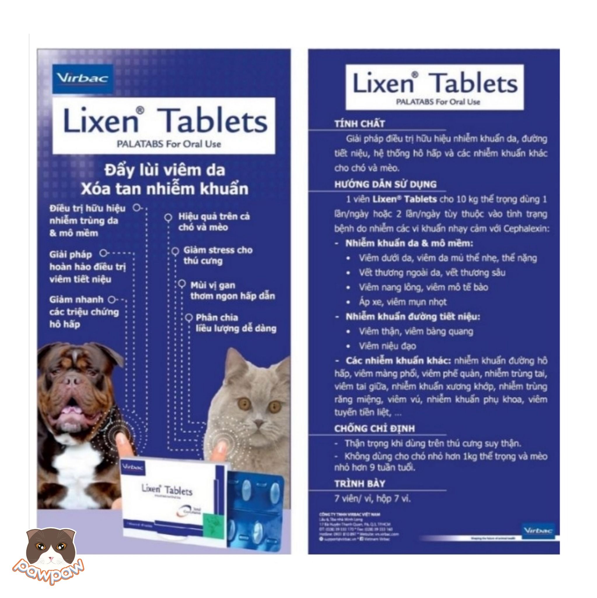 Viên nhai trị viêm da, nhiễm khuẩn Lixen Tablets cho chó mèo