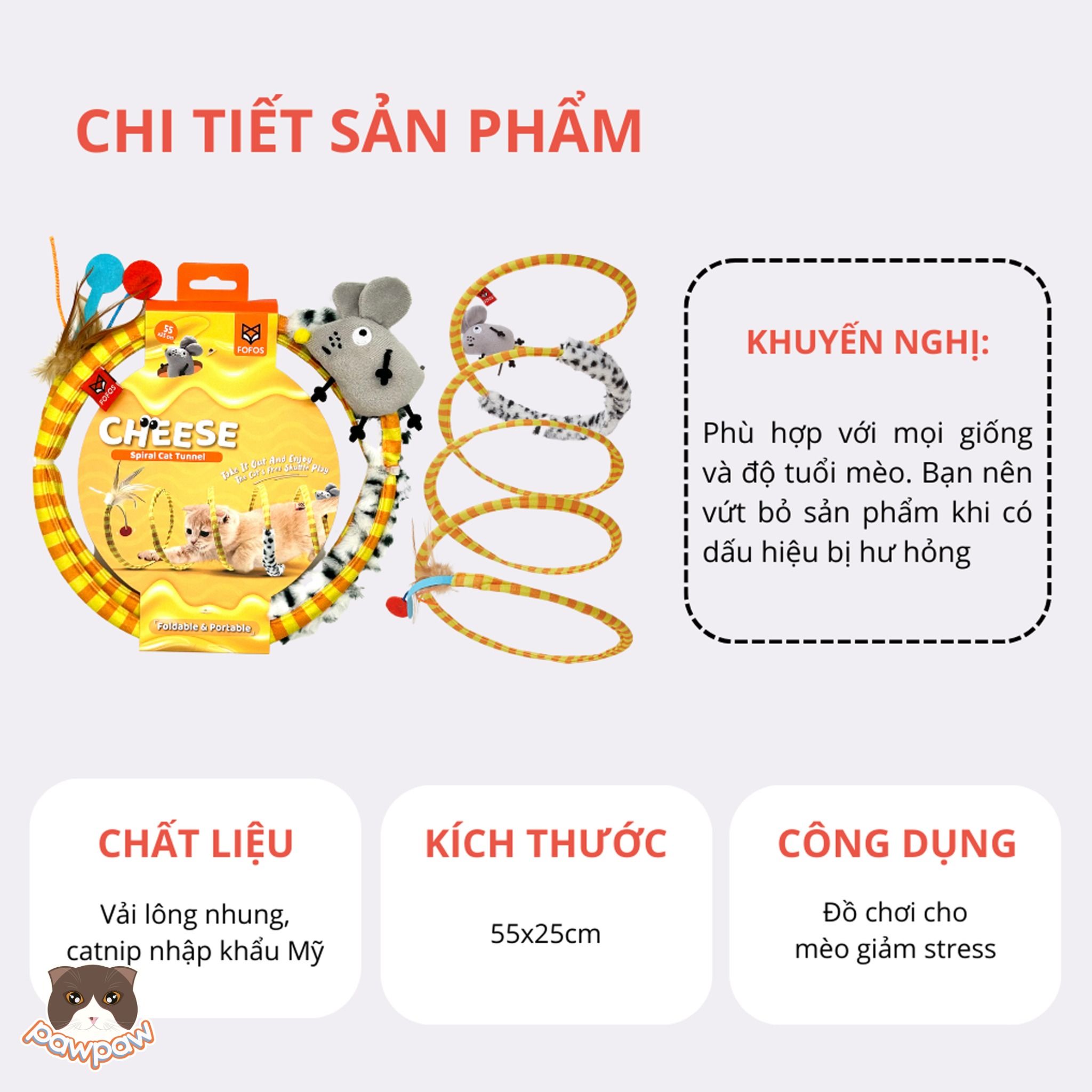 Đồ chơi hầm xoắn ốc vui nhộn FOFOS cho mèo