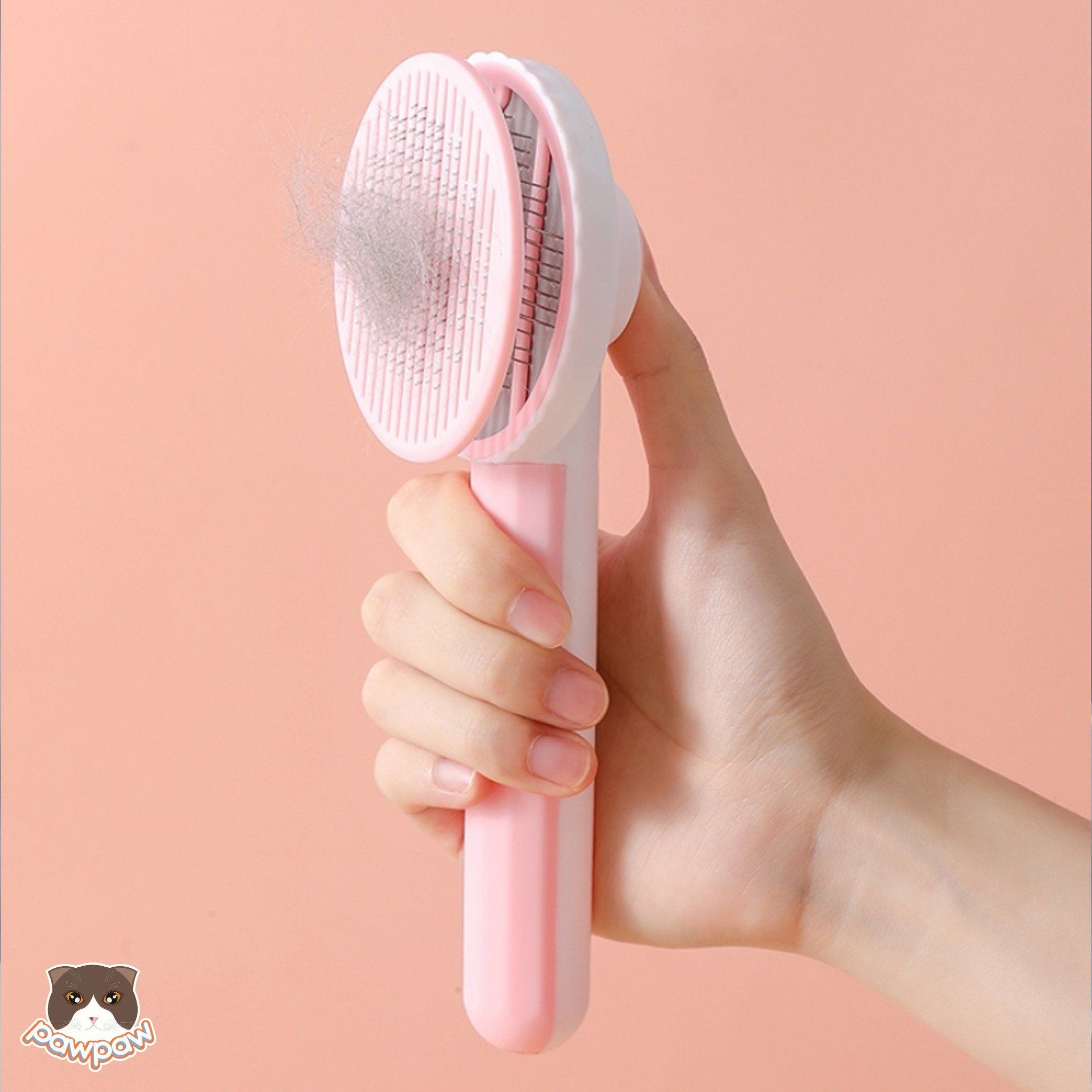 Lược chải lông đầu tròn có nút bấm cho chó mèo