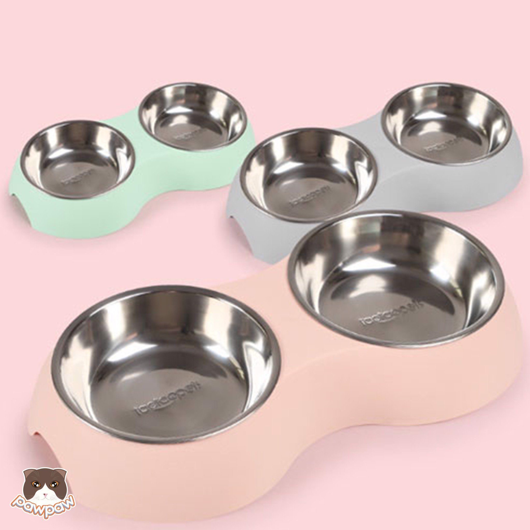 Bát ăn đôi Inox cao cấp cho chó mèo