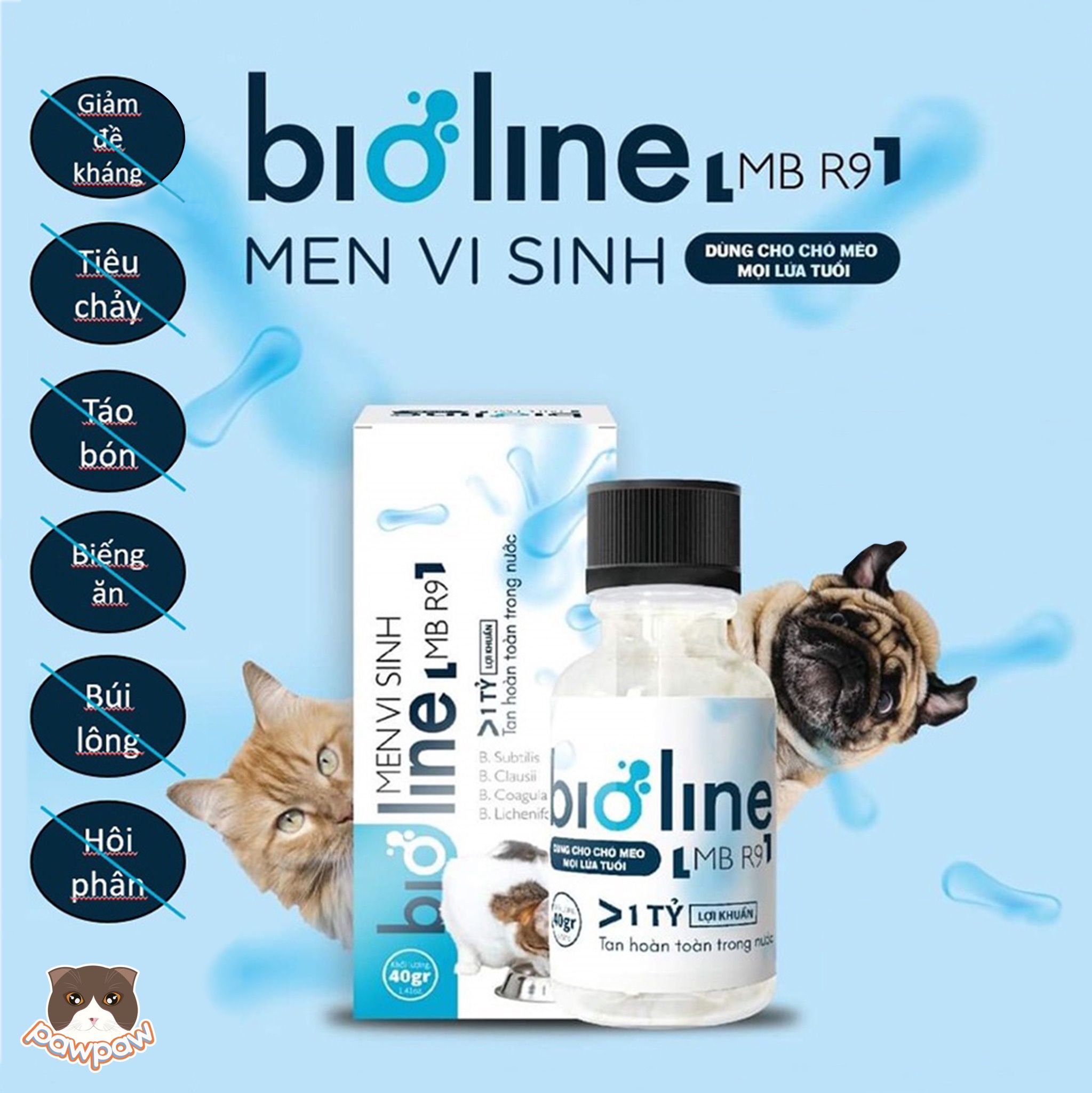 Men vi sinh Bioline 40g cho chó mèo