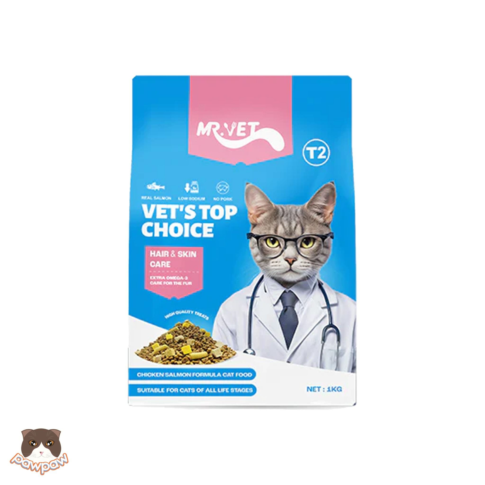 Hạt mix thịt sấy Mr.Vet T2 chăm sóc da lông cho mèo mọi độ tuổi