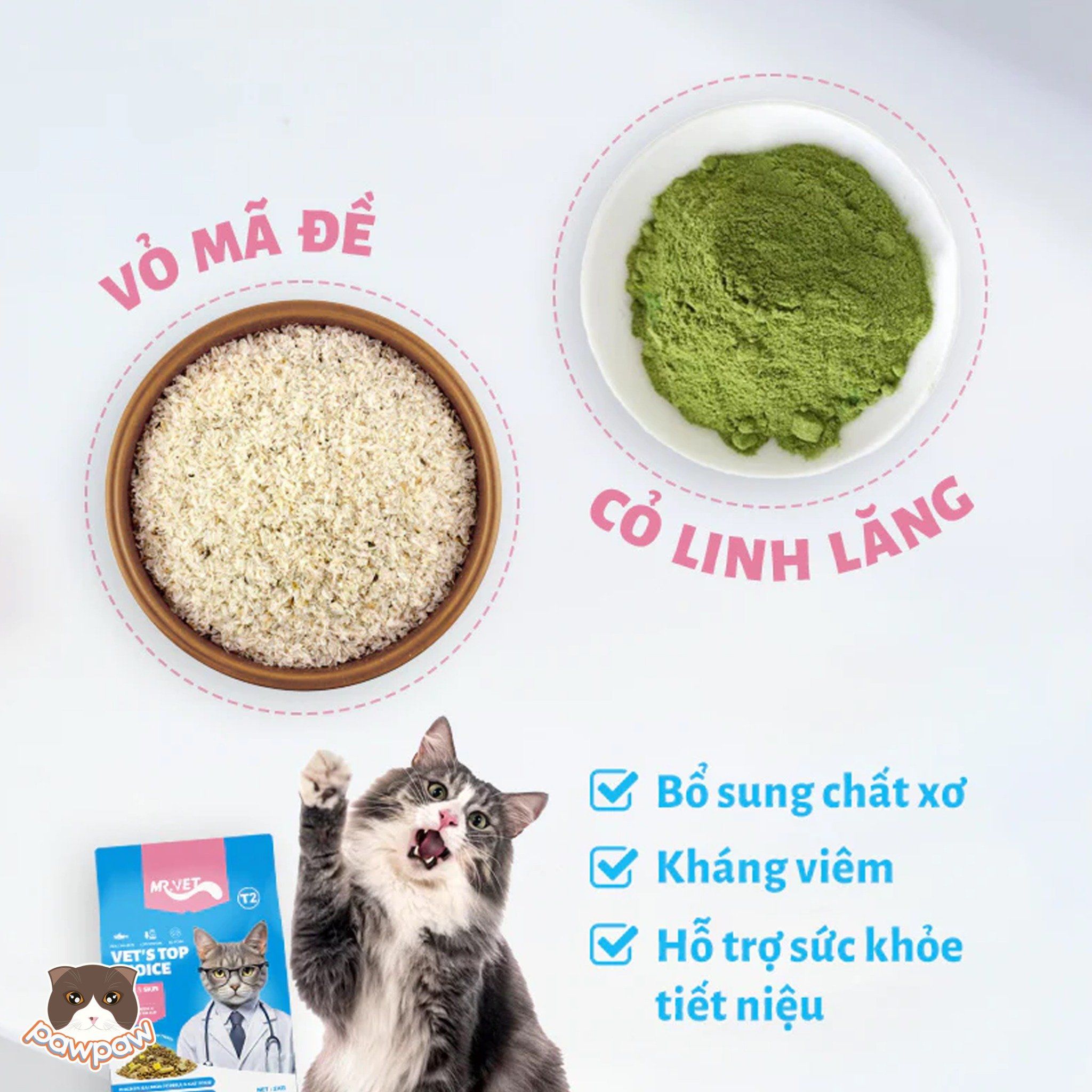 Hạt mix thịt sấy Mr.Vet T2 chăm sóc da lông cho mèo mọi độ tuổi