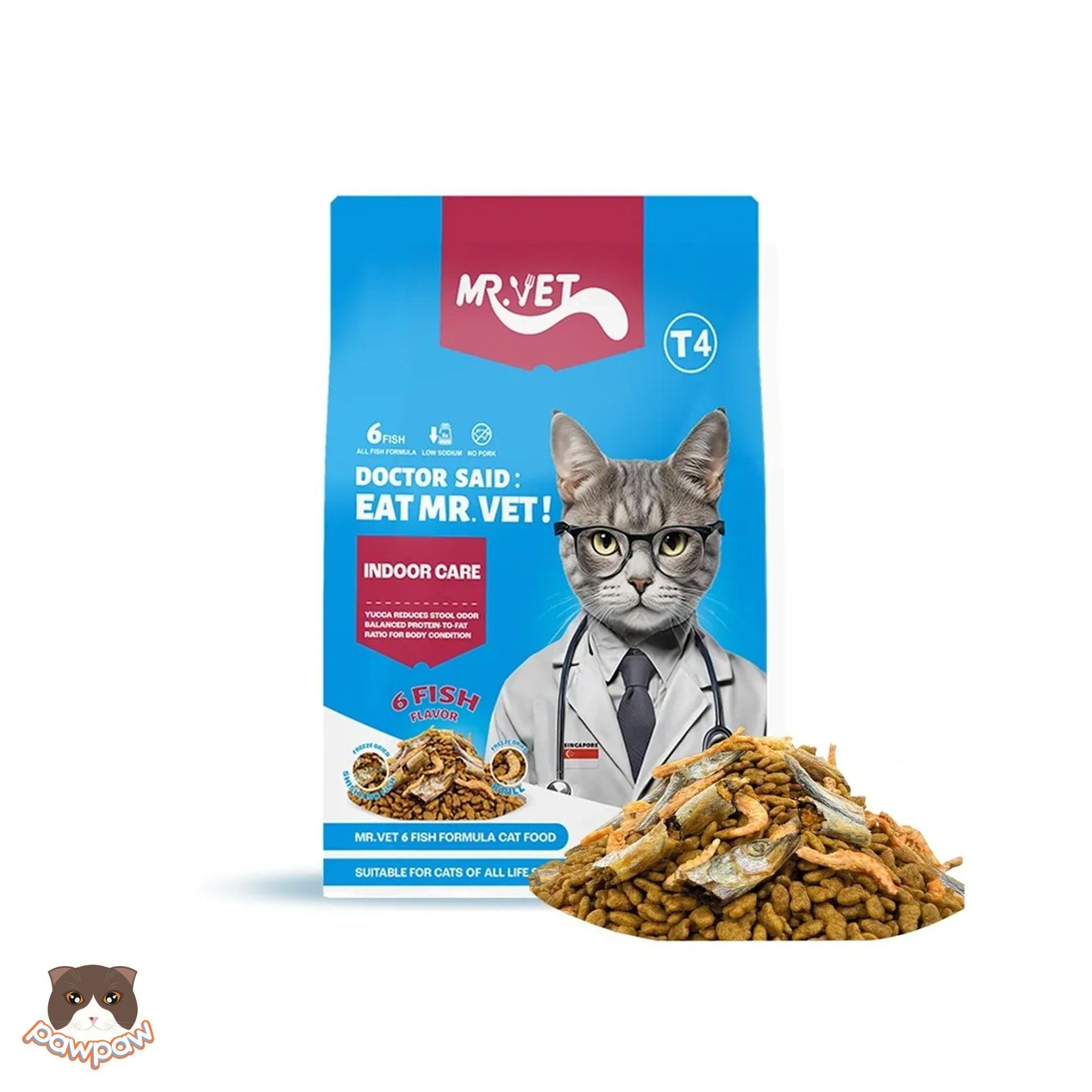 Hạt mix thịt sấy Mr.Vet T4 Indoor cho mèo mọi độ tuổi