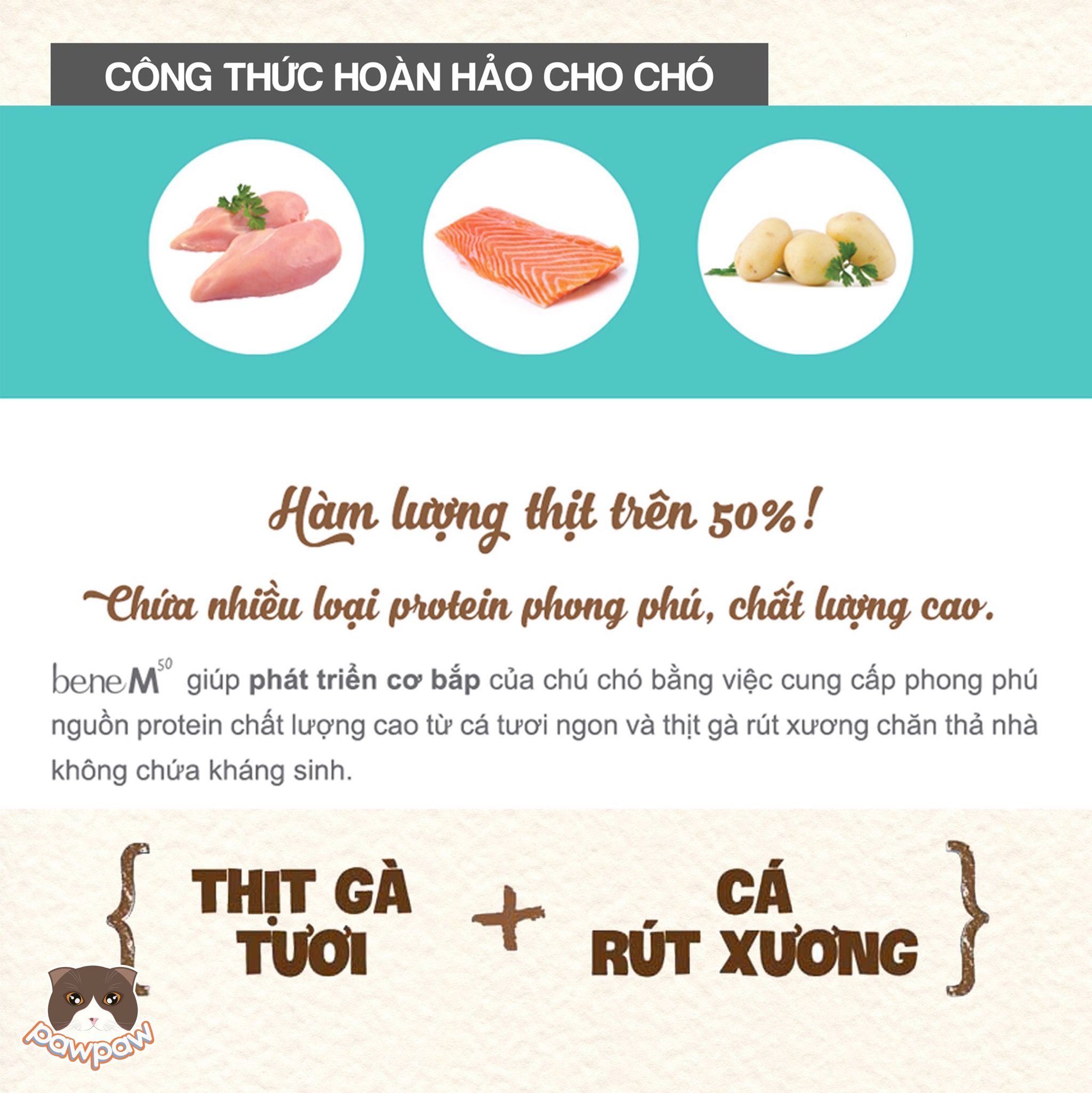Hạt Natural Core Bene M50 thịt gà & cá hồi cho chó mọi độ tuổi