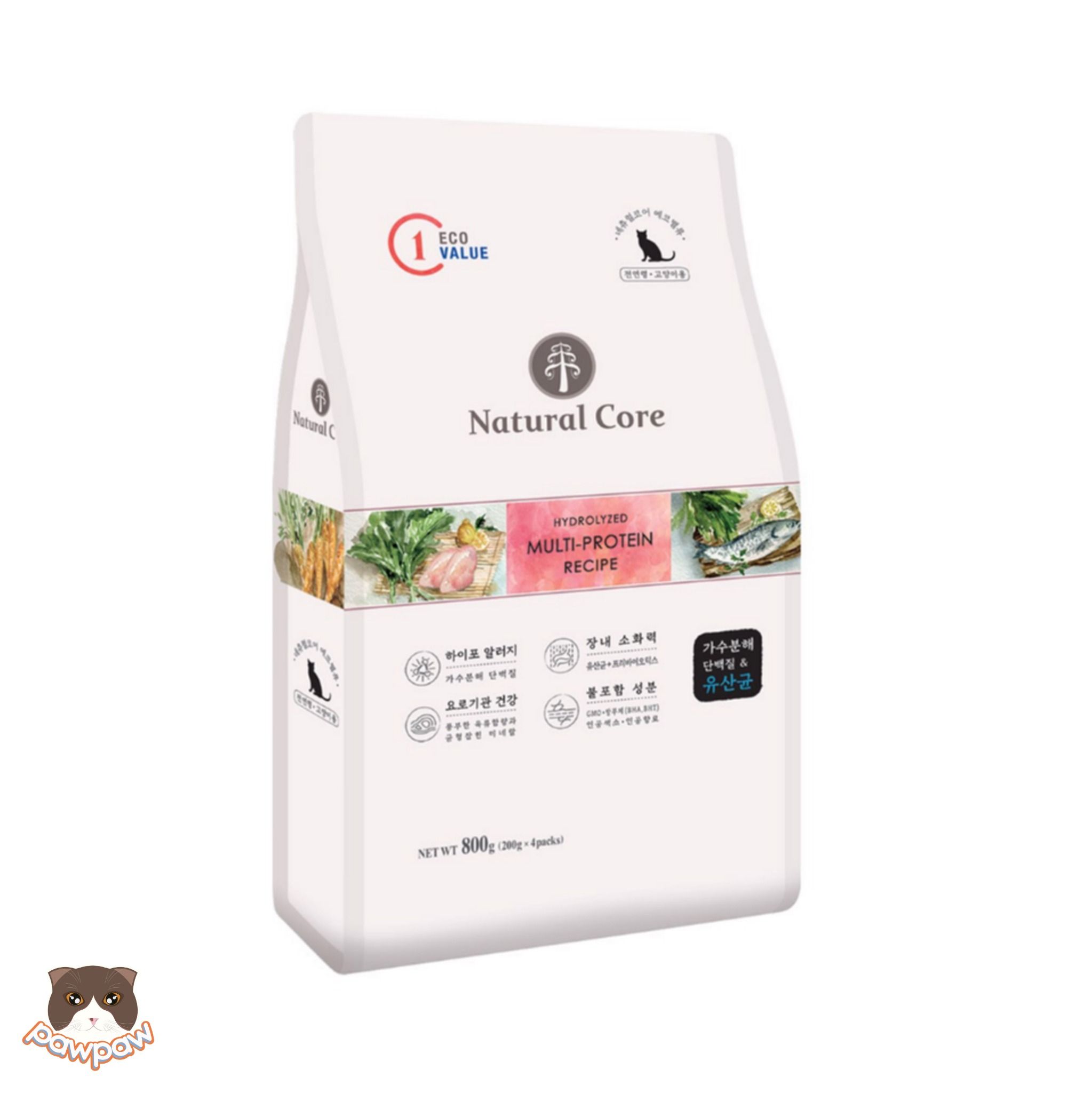 Hạt hữu cơ đa đạm vị gà & cá hồi Natural Core C1 800g cho mèo mọi độ tuổi